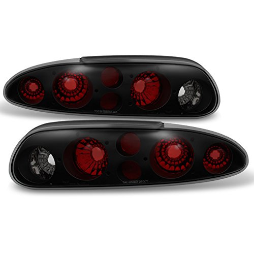 AKKON Black Smoked Replacement Tail Lights Pair for 1993-2002 Chevrolet Camaro - Driver & Passenger Side - Enhances Night Visibility & Style for Street Racing & Car Shows