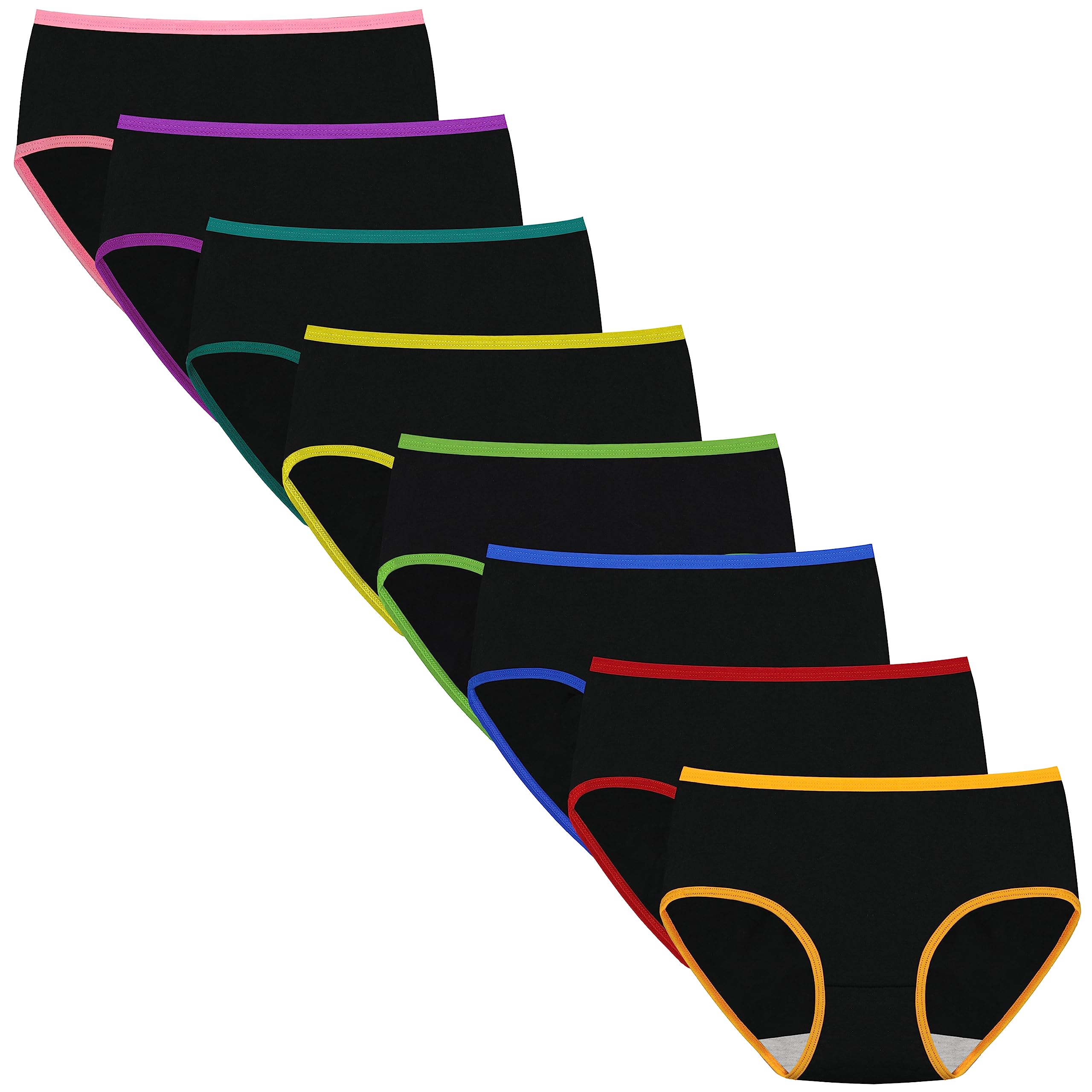 Nalwort Girls Cotton Underwear for Teens - Soft Breathable Briefs Pack of 8 - Comfortable Kids Panties for School, Sports & Everyday Wear