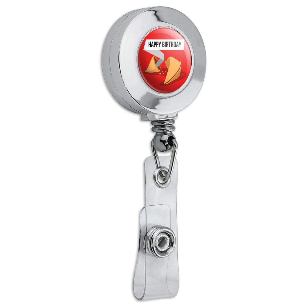 Personalized Custom Fortune Cookie Retractable Badge Reel - Chrome ID Card Holder Clip for Work, Events & Gifts | Office Accessories, Nurse Badge Holder, Conference Lanyard