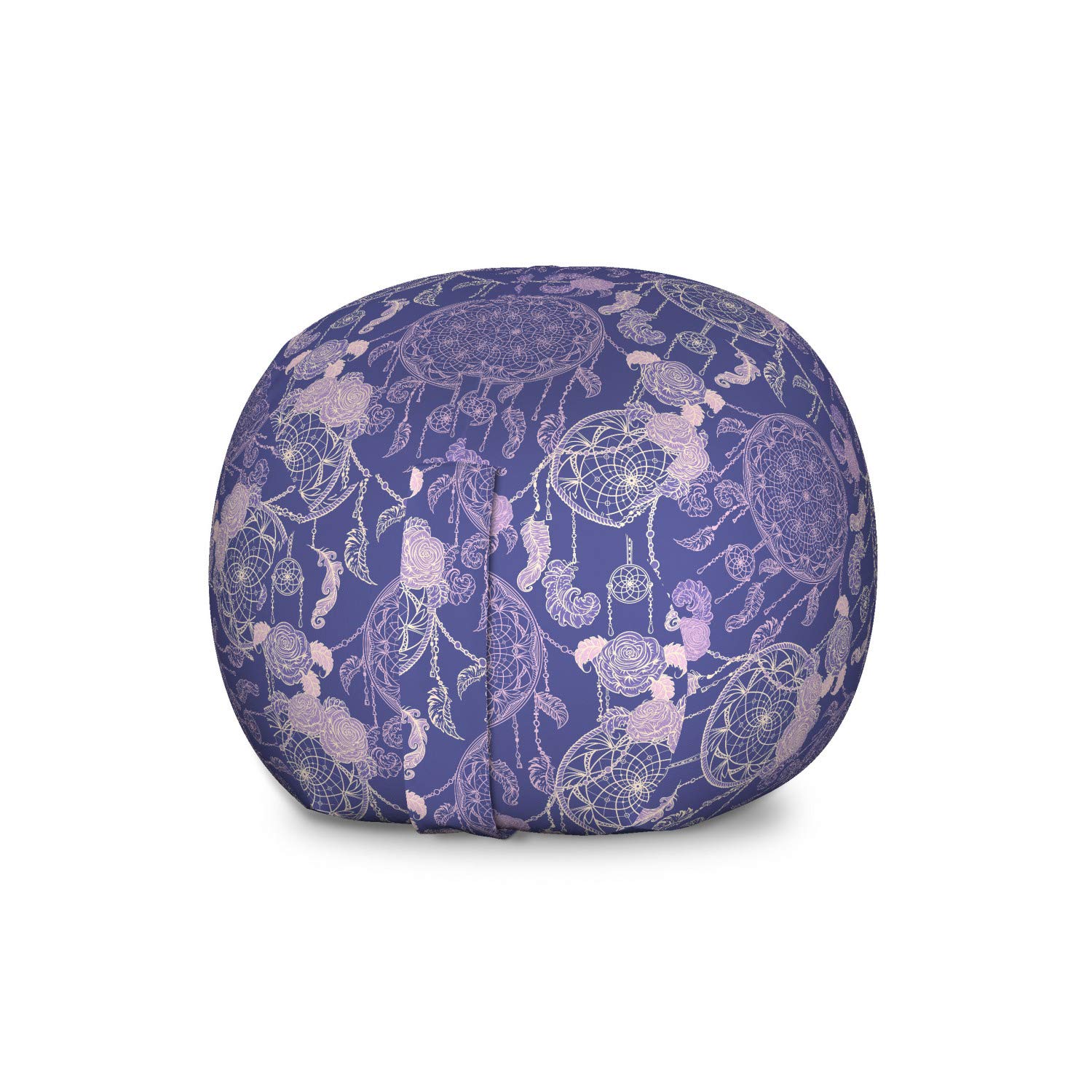 Ambesonne Boho Storage Toy Bag Chair - Dreamcatchers & Roses Pattern, Large Washable Stuffed Animal Organizer (Dark Lavender) | Kids Room Decor, Nursery Storage, Playroom Organization