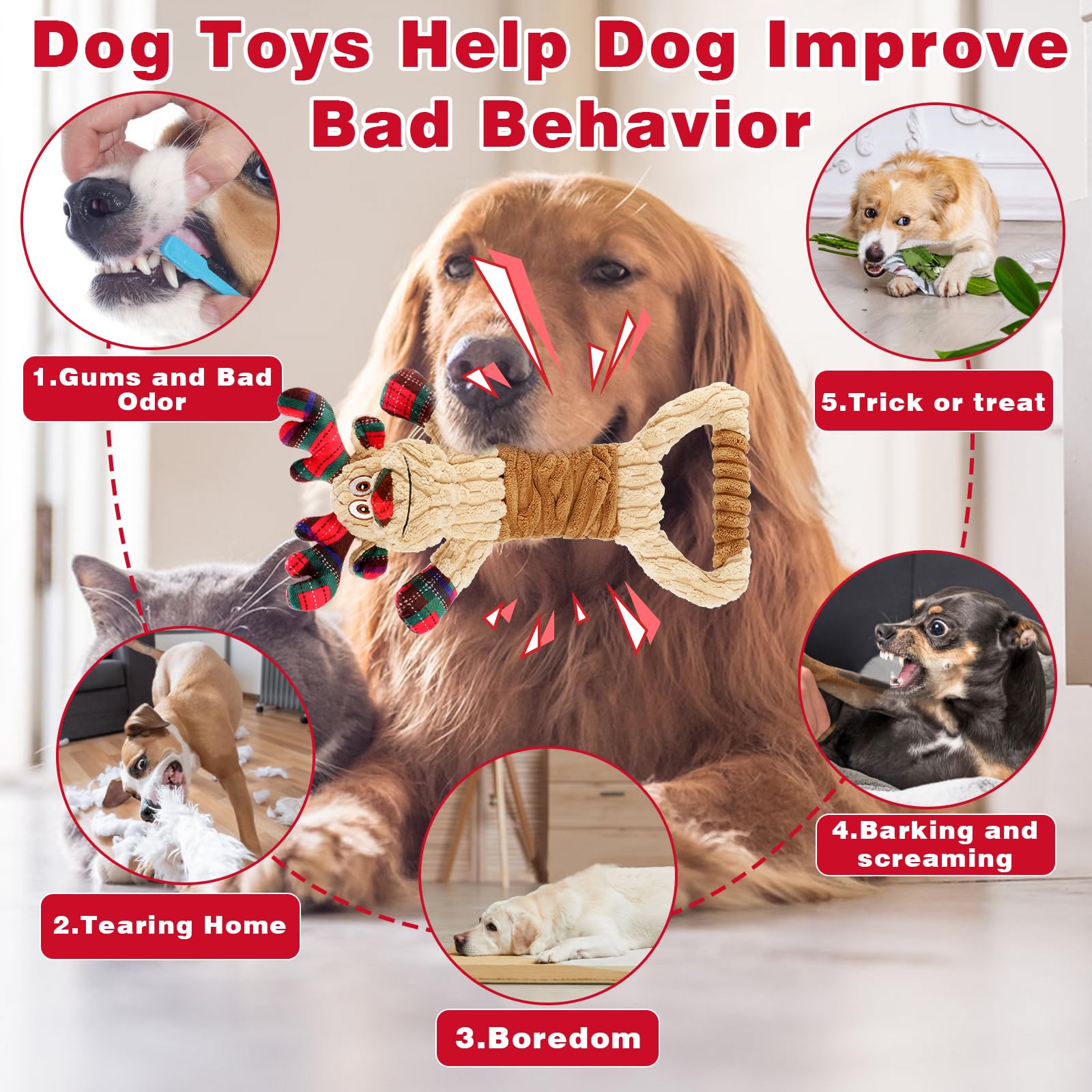 **Crinkle Paper Christmas Dog Toys - Interactive Plush Squeaky Tug of War Toys for Puppies & Small, Medium, Large Dogs - Perfect for Holiday Playtime & Training**