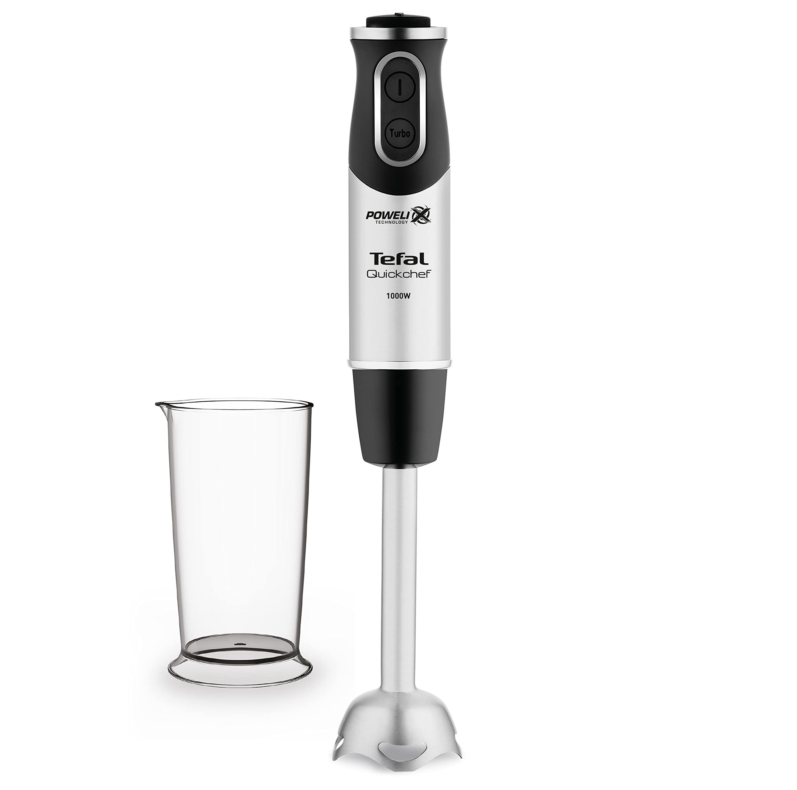 Tefal HB6588 1000W Immersion Hand Blender with 0.8L Stainless Steel Container - Powerful Stick Blender for Smoothies, Soups & Baby Food - Black Stainless Steel Design - Perfect for Kitchen & Home Cooking