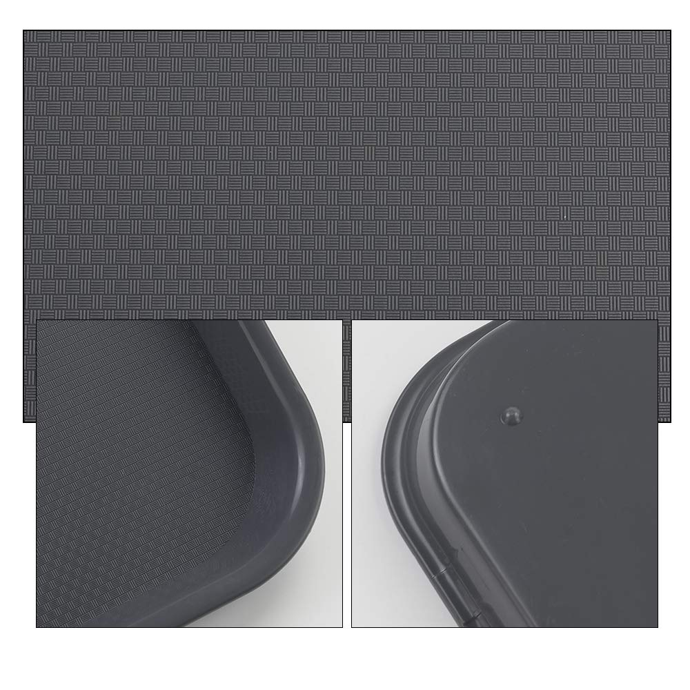6-Pack Large Plastic Fast Food Serving Trays - Deep Grey | Durable Restaurant Dinnerware for Cafes, Catering & Home Use