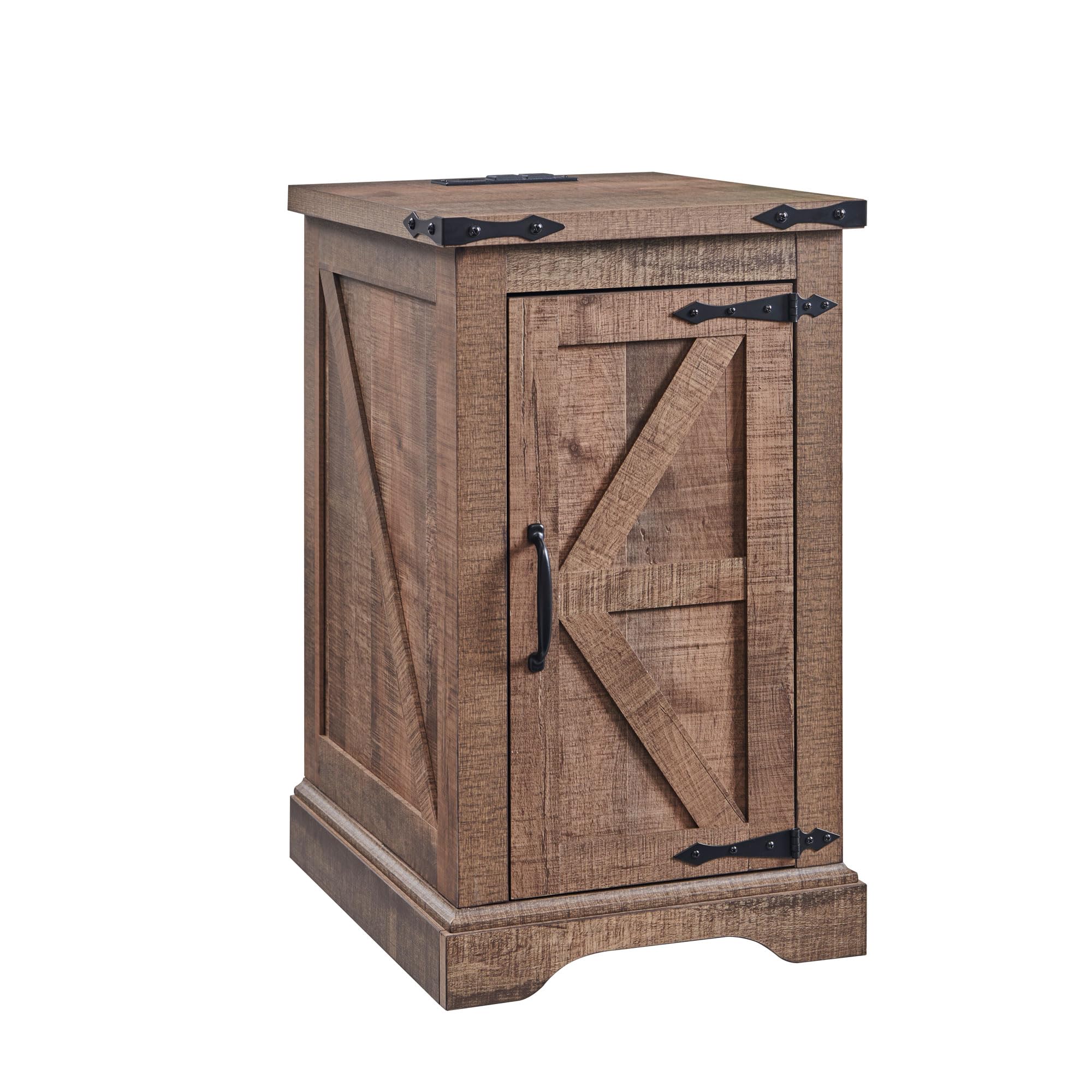 Rustic Farmhouse Nightstand with USB Charging Station - 17