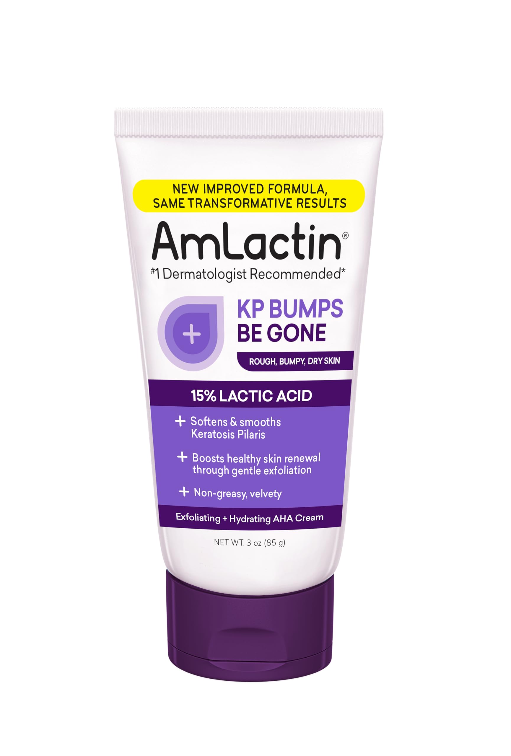 AmLactin KP Bumps Be Gone - 3 oz Keratosis Pilaris Moisturizing Cream with 15% Lactic Acid - Exfoliator & Moisturizer for Dry, Rough, Bumpy Skin - Perfect for Body & Face Care (Packaging May Vary)