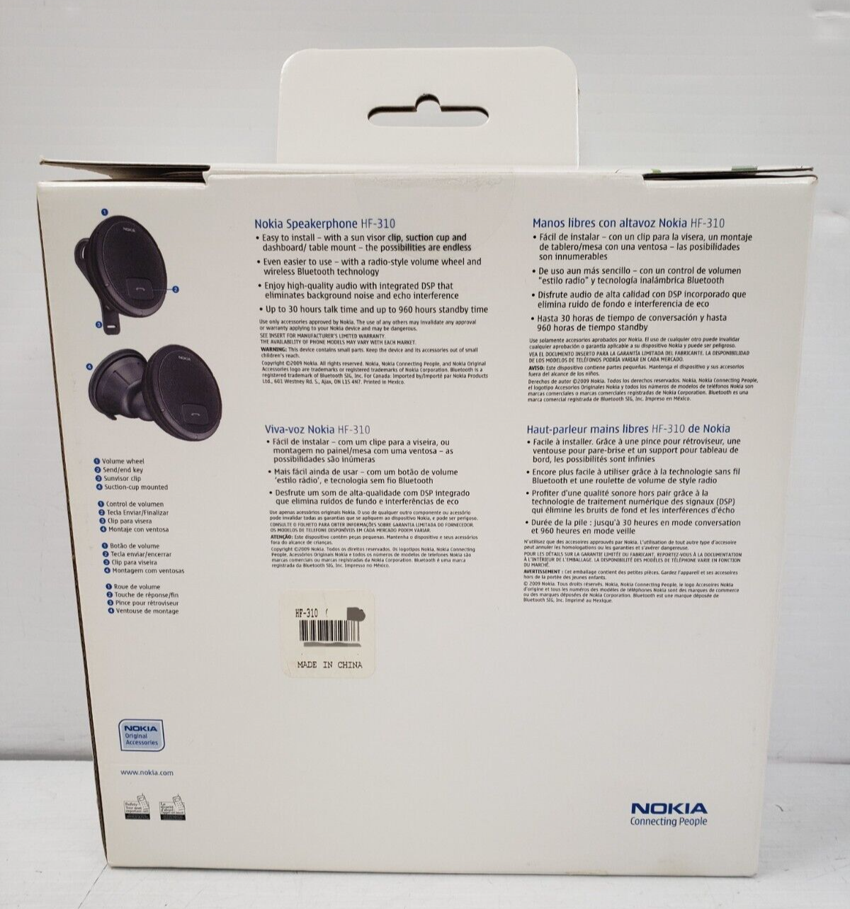 Nokia HF 310 Bluetooth Car Speakerphone - Hands-Free Wireless Car Kit with Noise Cancellation for Safe Driving | Perfect for Commuting, Business Calls & Road Trips