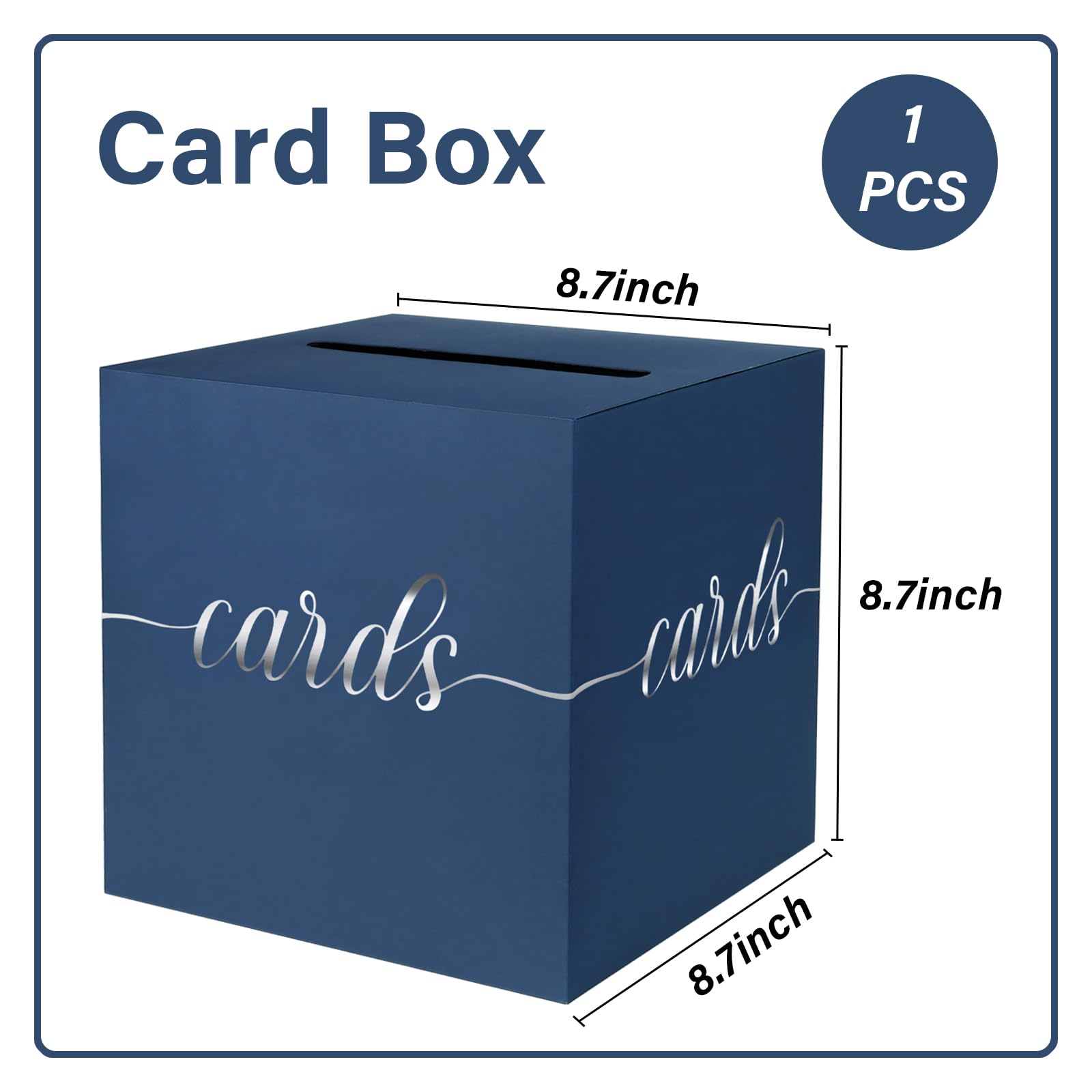 1 Pack Navy Blue and Silver Foil Gift Card Box - 8.7
