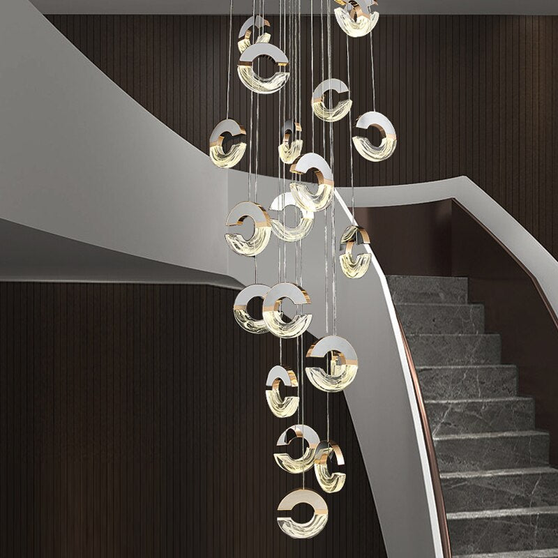 Elegant C-Shaped Crystal Chandelier - Modern Ceiling Light Fixture for Dining Room, Living Room & Bedroom Lighting Decor
