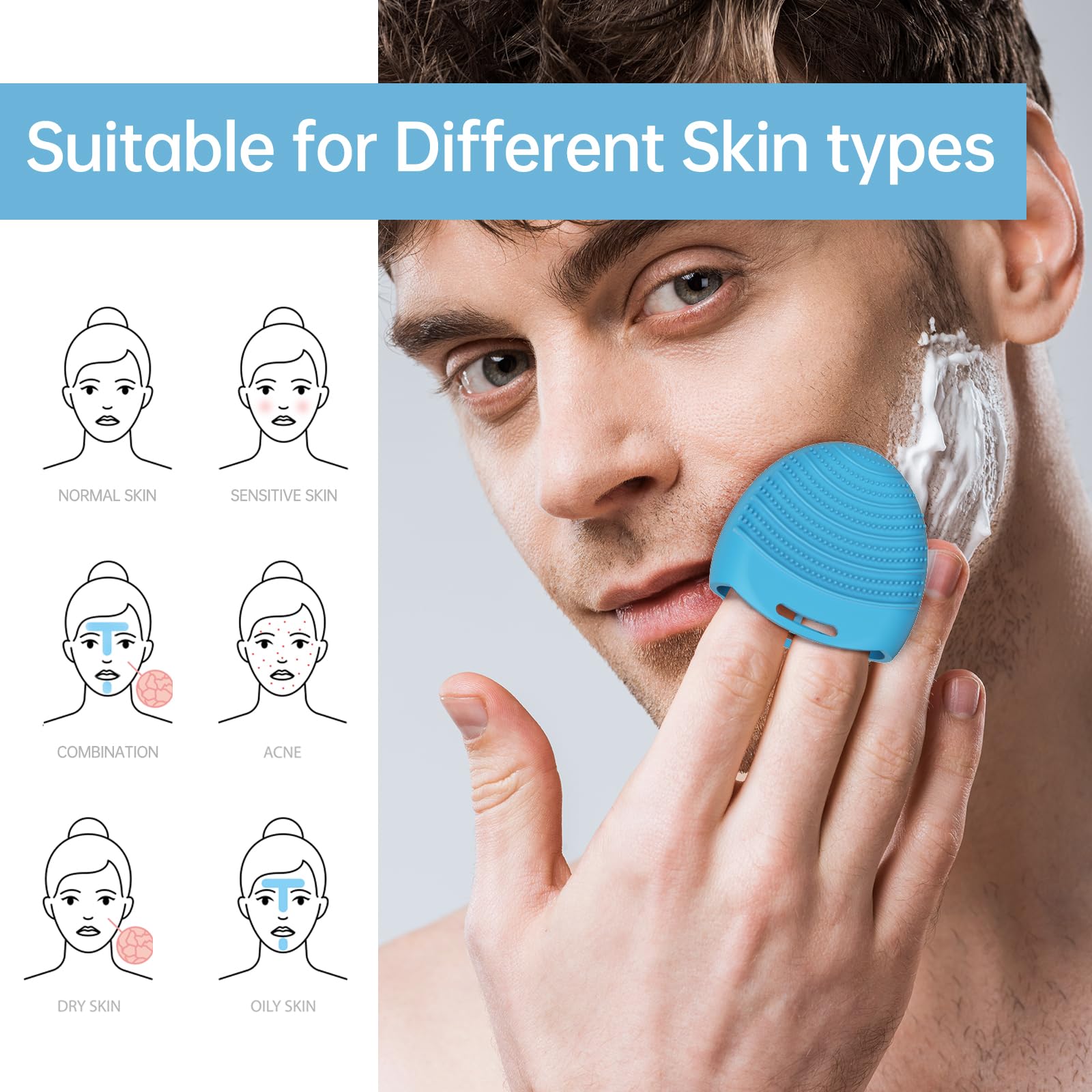 4 Pack Silicone Face Scrubber Exfoliator - Gentle Waterproof Facial Cleansing Brush for Sensitive Skin, Men & Women - Perfect for Daily Skincare Routine & Travel