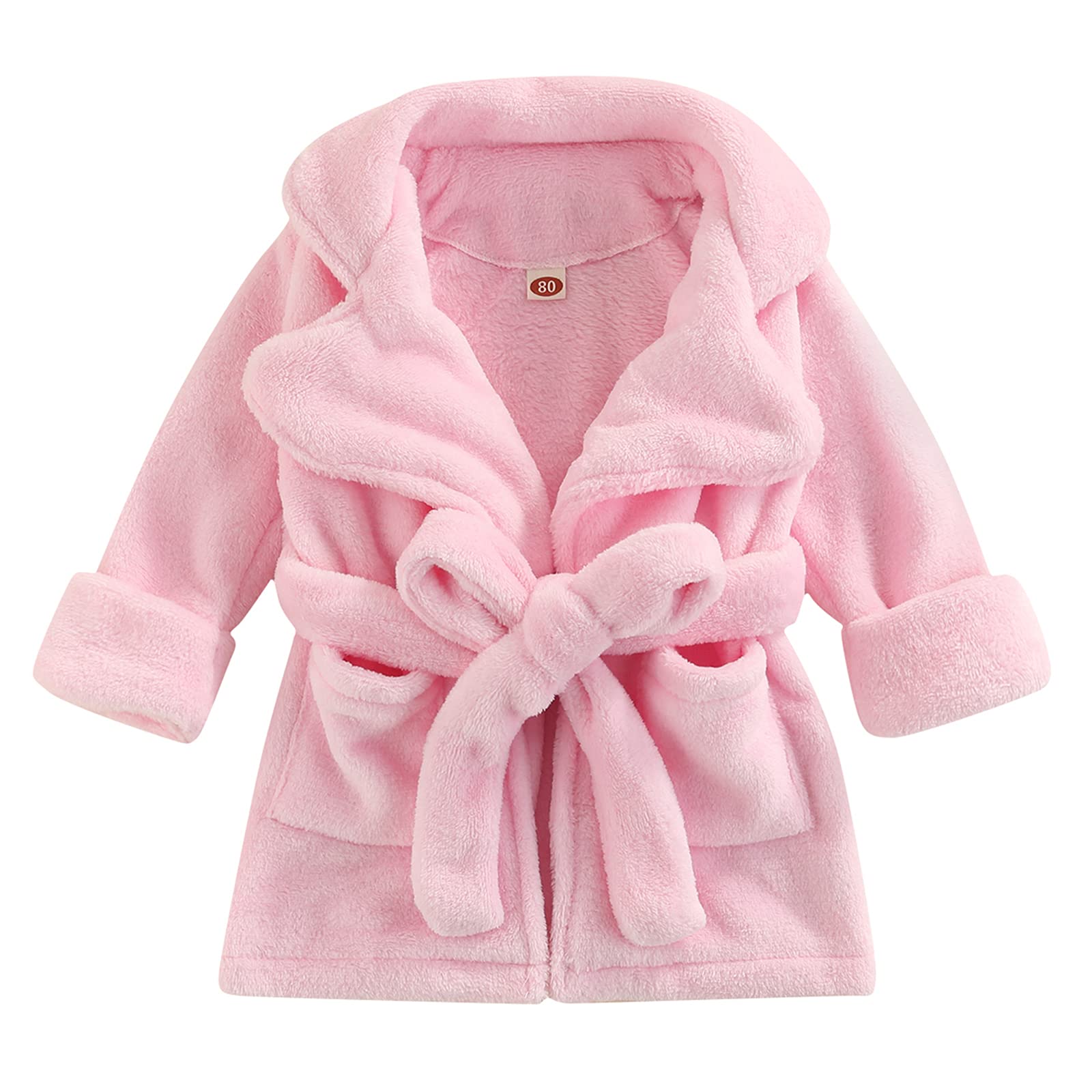 Soft Plush Unisex Toddler Bathrobe for Baby Boys & Girls - Thick & Comfy Solid Color Robe - Perfect for Bath Time, Lounging & Playtime