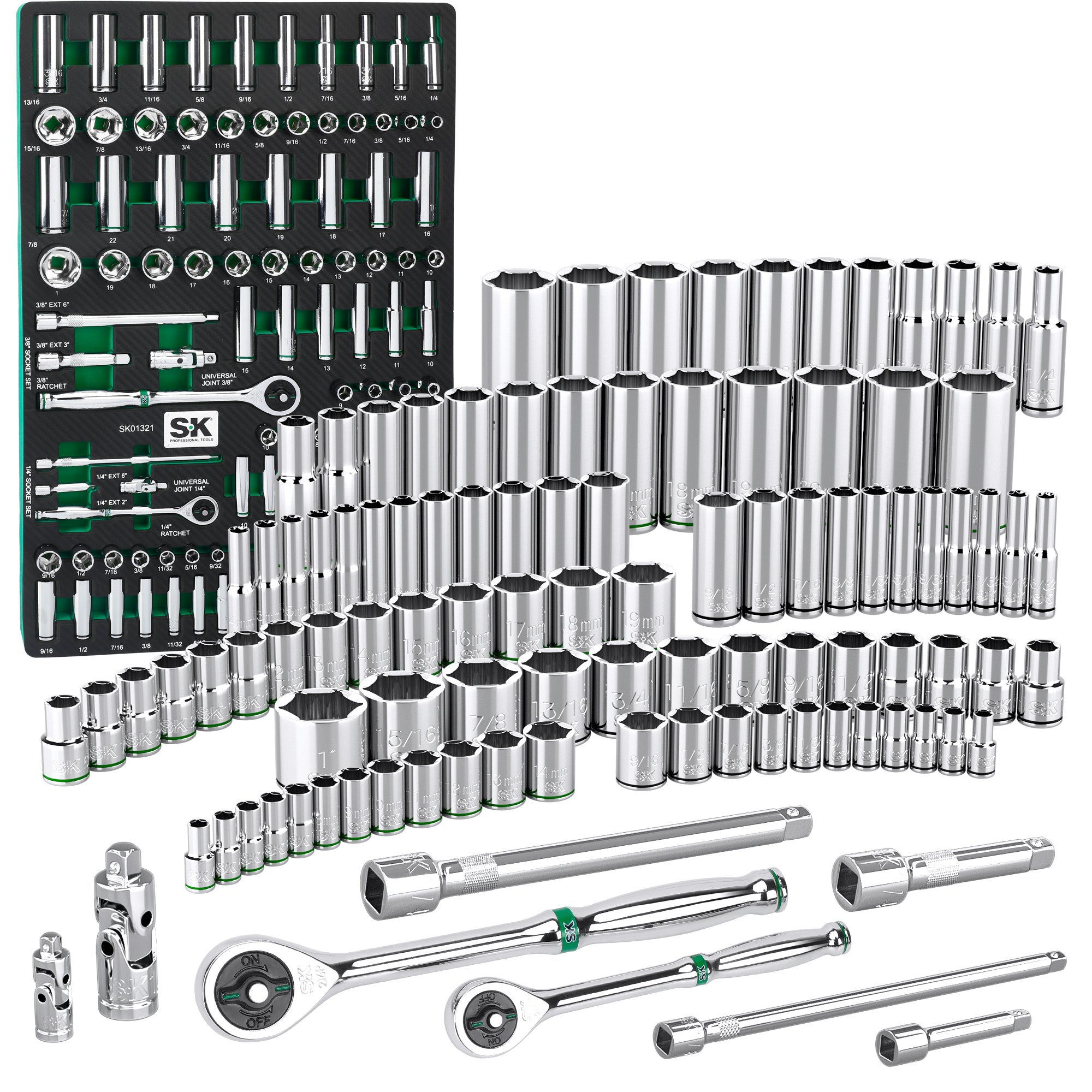 1/4 & 3/8 Drive 105-Piece 6-Point Shallow & Deep SAE & Metric Chrome Socket Set - Perfect for Automotive Repair, DIY Projects & Home Maintenance