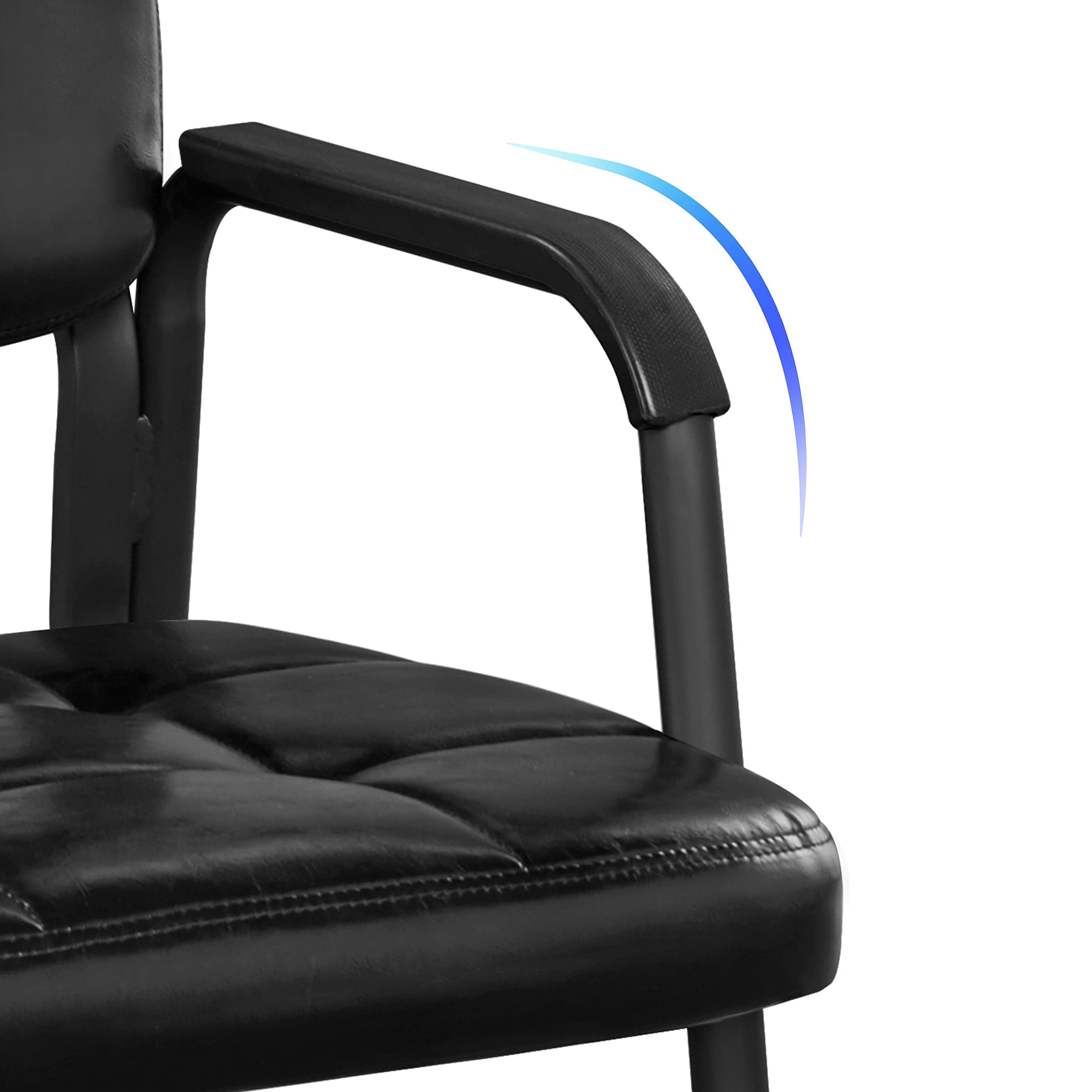 Topeakmart 2 Pack Ergonomic Office Desk Chairs with Leather Cushion - Adjustable Mid Back Executive Chair with Lumbar Support (Black) - Perfect for Home Office, Conference Rooms & Workstations