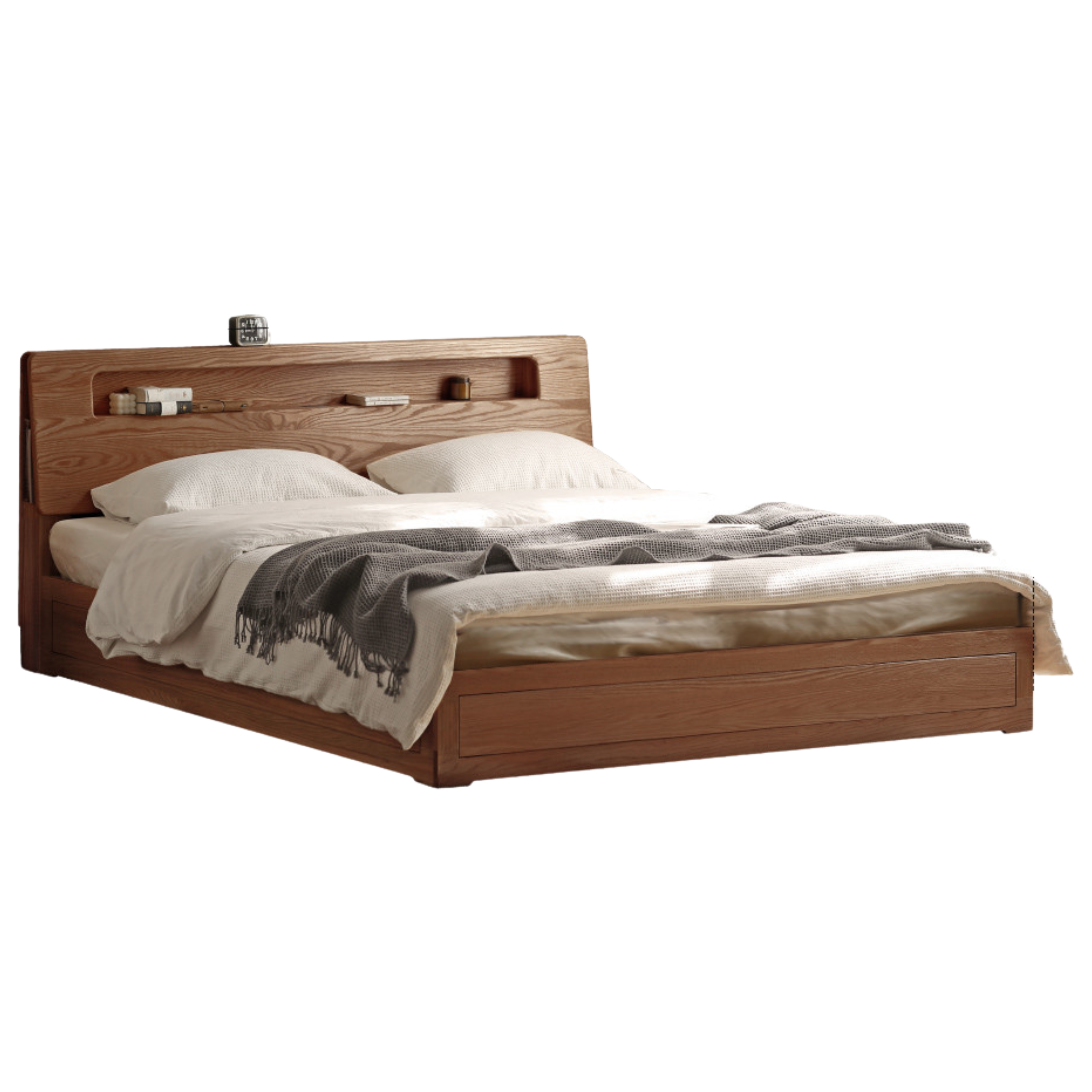 Premium Oak Solid Wood Luminous Box Bed - Durable Nightstand with Glow-in-the-Dark Features for Bedroom, Guest Room, and Kids Room Decor