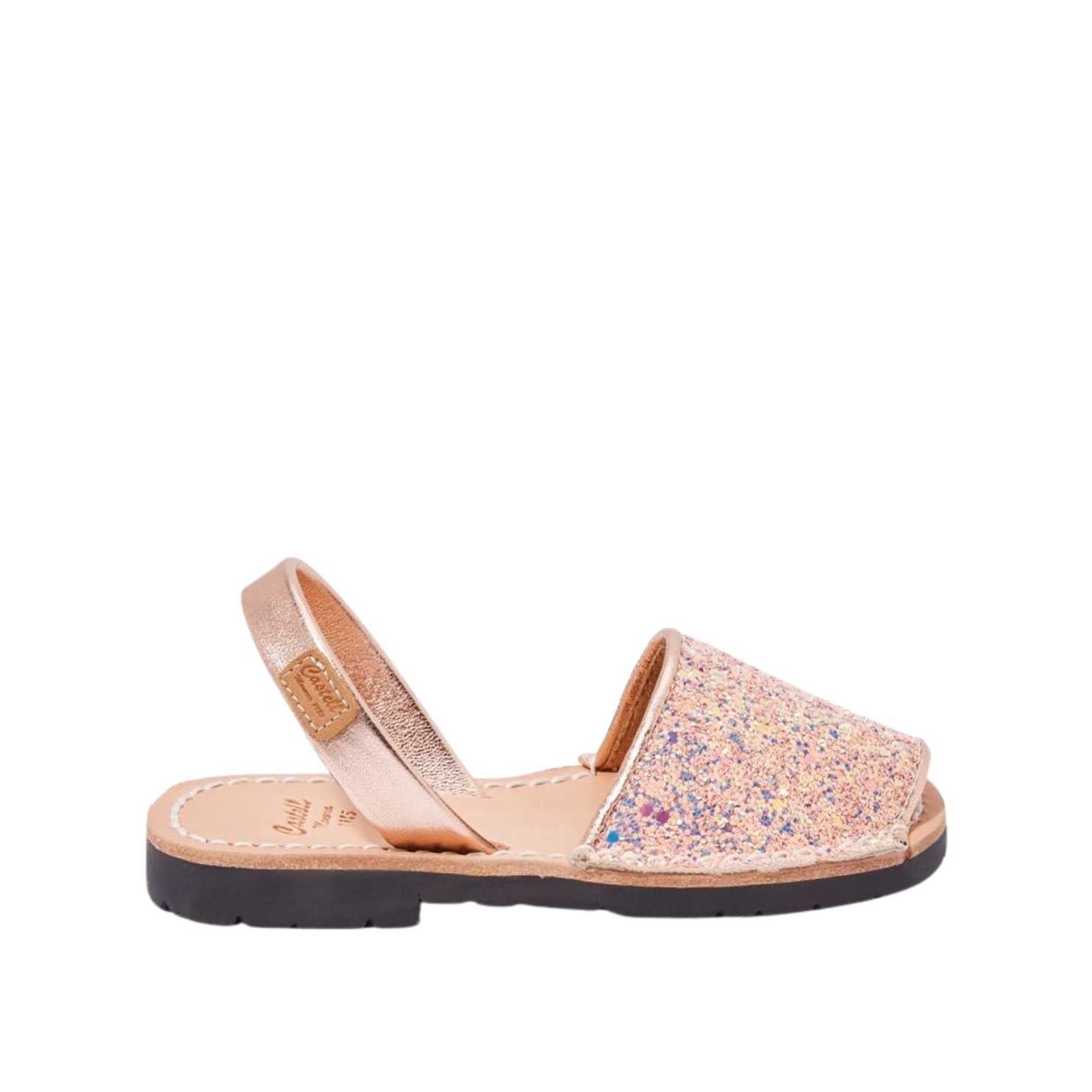 Glittery Leather Menorcan Sandals for Kids - Iker 1097R Stretchable Comfortable Beach Shoes | Perfect for Summer Vacation, Pool Parties & Outdoor Play