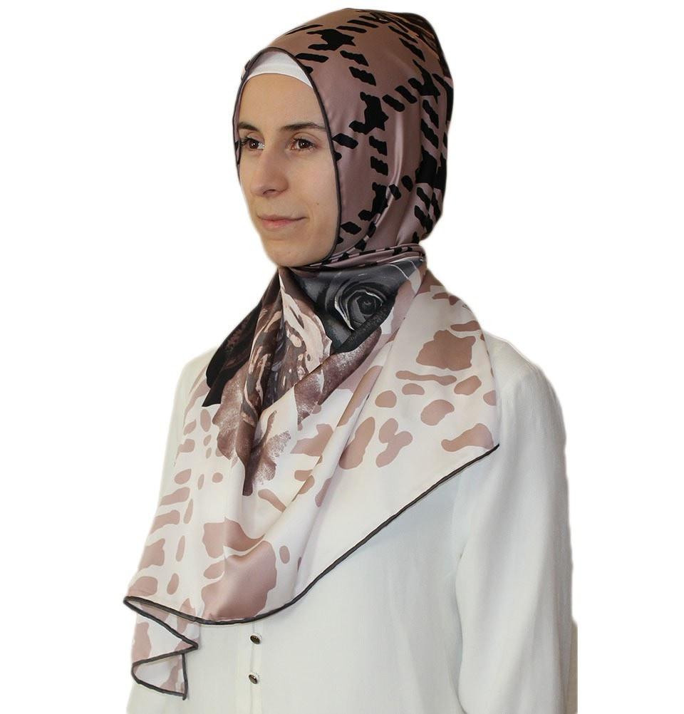 Aker Satin Square Hijab Scarf 6648 911 Beige - Soft & Lightweight Muslim Headscarf for Women, Perfect for Daily Wear, Prayer, and Special Occasions