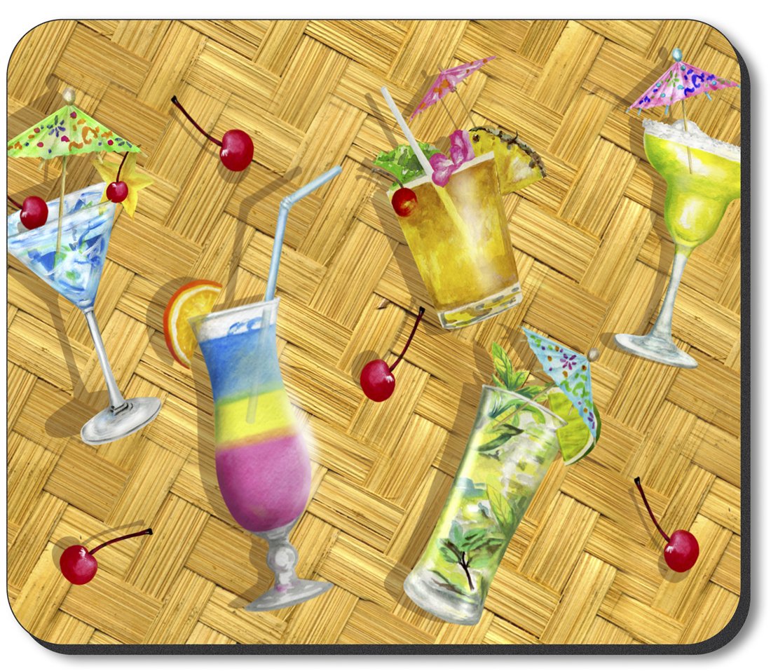 Art Plates Brand Mouse Pad - Beach Drinks Design | Non-Slip Rubber Base | Perfect for Office, Gaming & Home Use