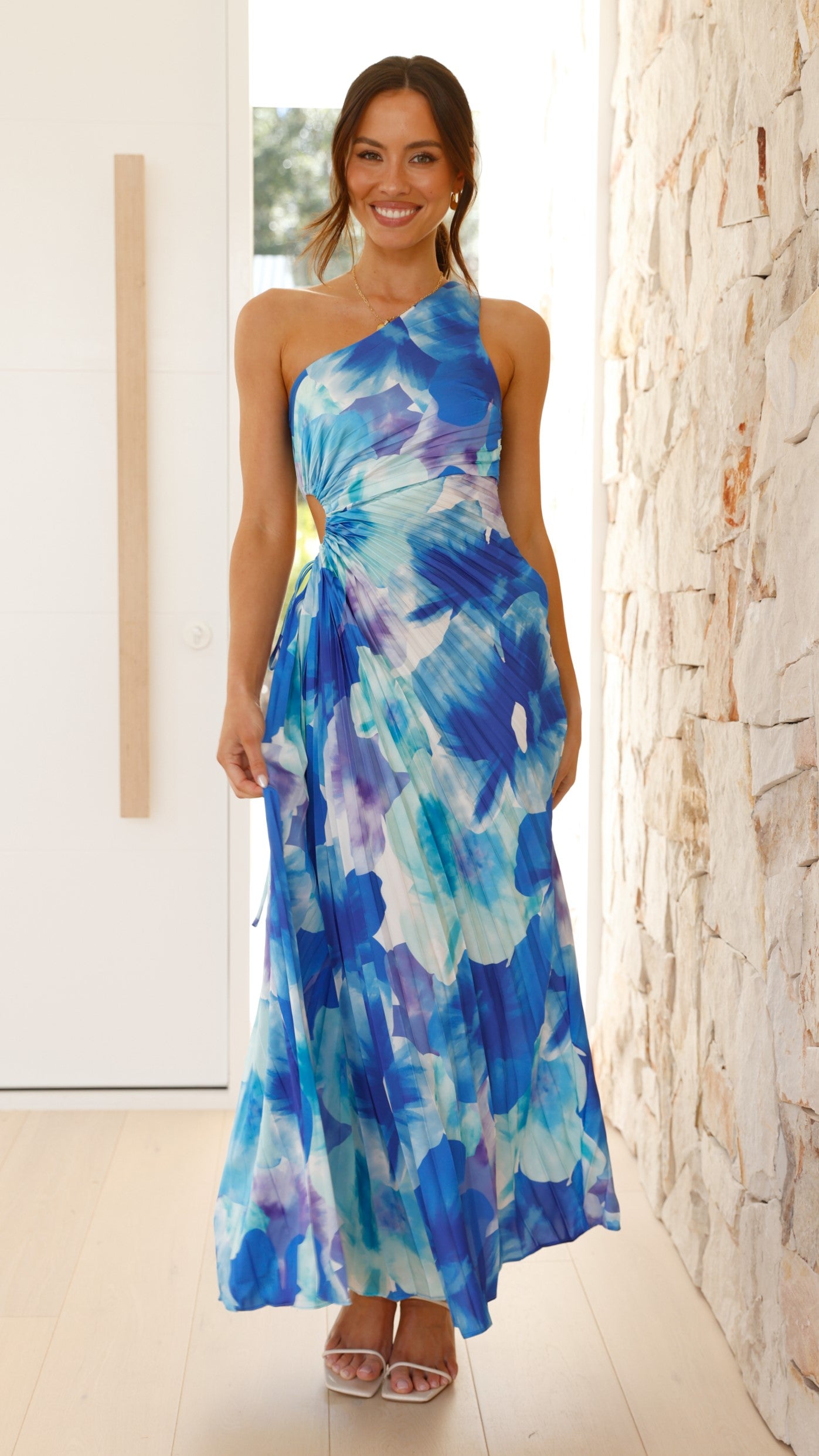 Laken Maxi Dress - Blue Floral Print Long Summer Dress for Women | Beach, Vacation & Casual Wear