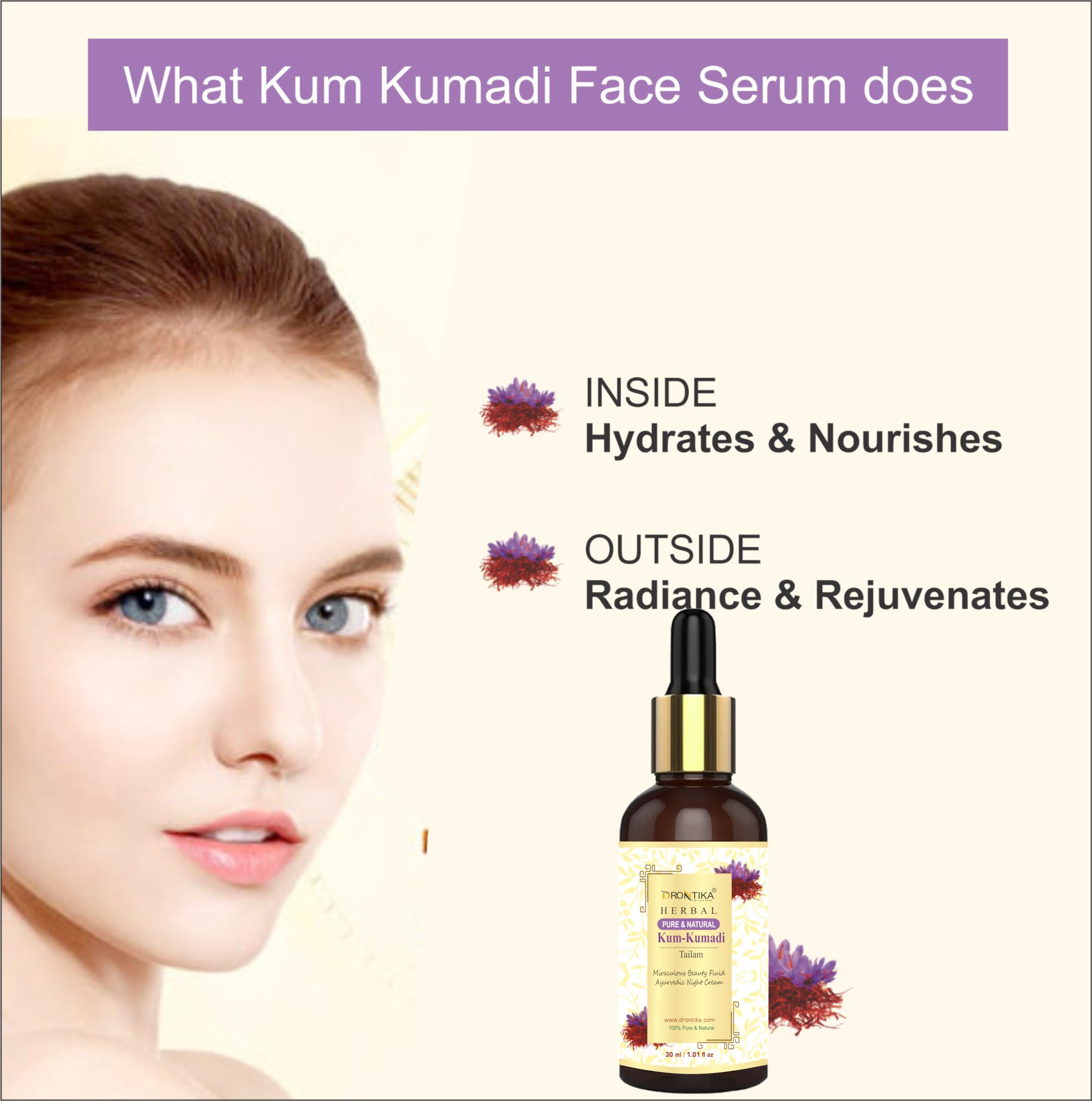Drontika Vitamin C Face Serum for Nourished & Bright Skin | Kumkumadi Tailam Face Oil with Turmeric, Sandalwood & Saffron | Ayurvedic Glow Serum for Radiant Skin | Perfect for Daily Skincare & Nighttime Routine