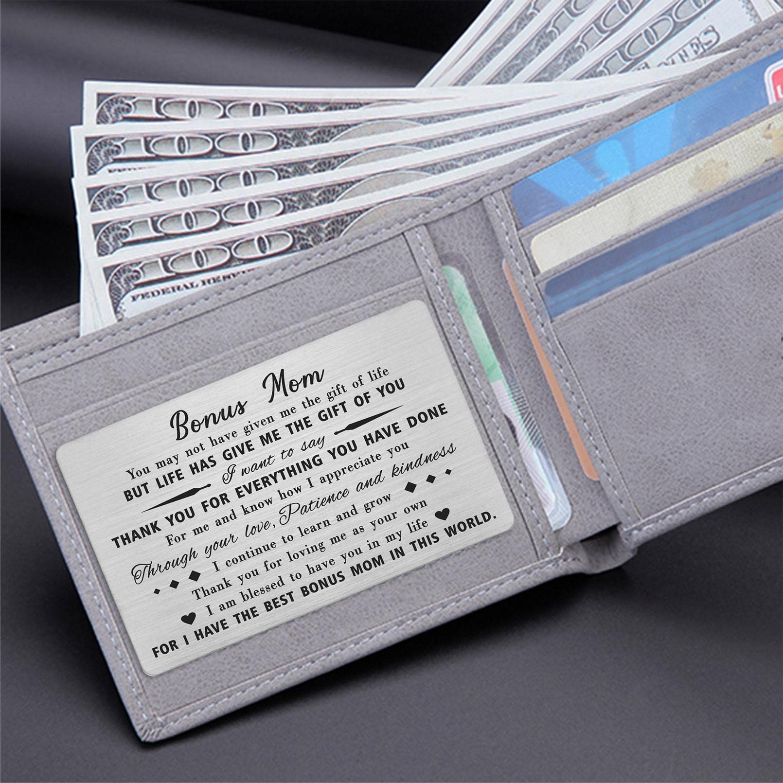 Personalized Stepmom Gifts - Bonus Mom Birthday Wallet Card from Daughter or Son | Thoughtful Stepmother Present for Women | Perfect for Mother's Day, Christmas & Special Occasions