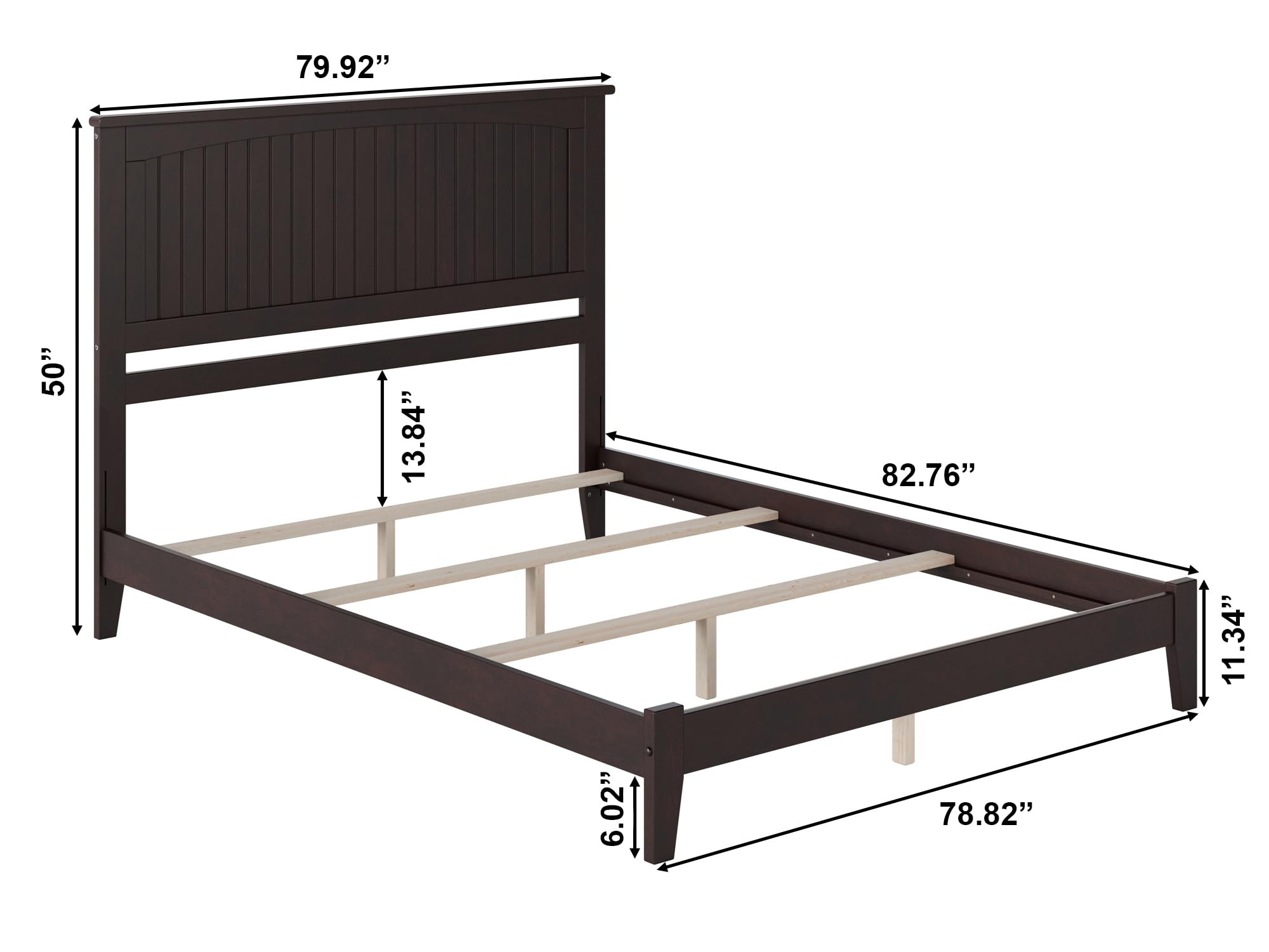 AFI Nantucket King Foundation Bed with USB Charger - Espresso Wood Bed Frame for Master Bedroom, Guest Room, or Vacation Home - Modern & Durable Bed Design with Convenient Charging Station