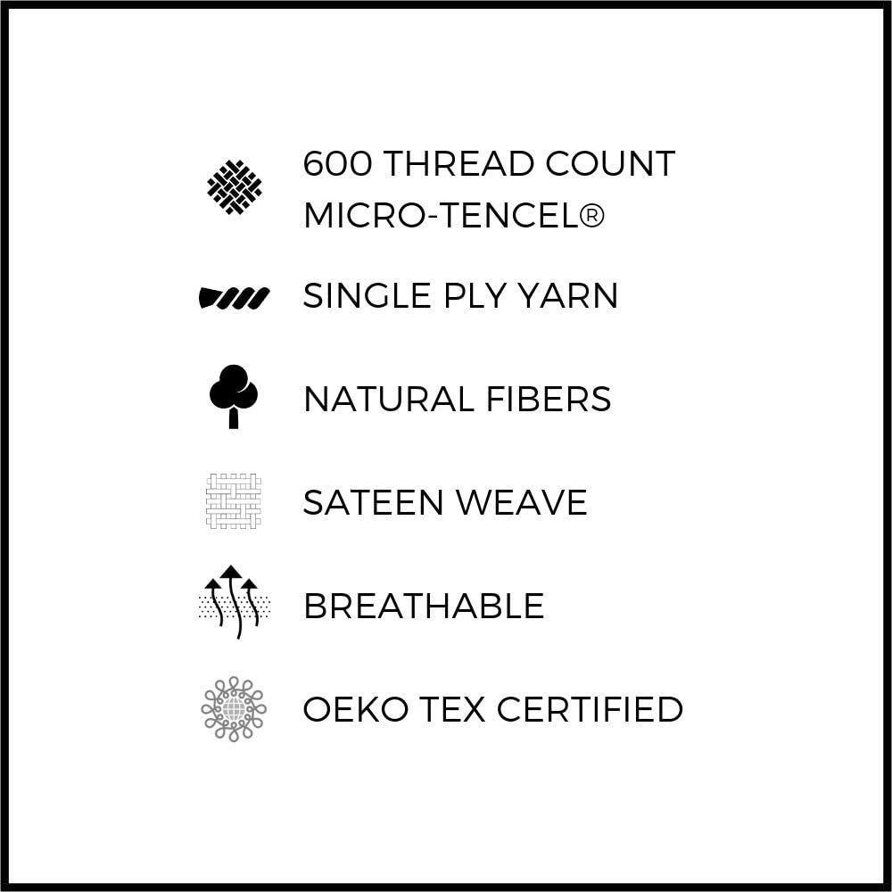 Premium Soft & Smooth Tencel Pillowcases Set of 2 - 600 Thread Count 100% Tencel Fiber with Envelope Closure - Standard/Queen Size (PG Blue) - Breathable & Hypoallergenic for Better Sleep - Perfect for Bedroom, Hotel, Travel & Gift Giving