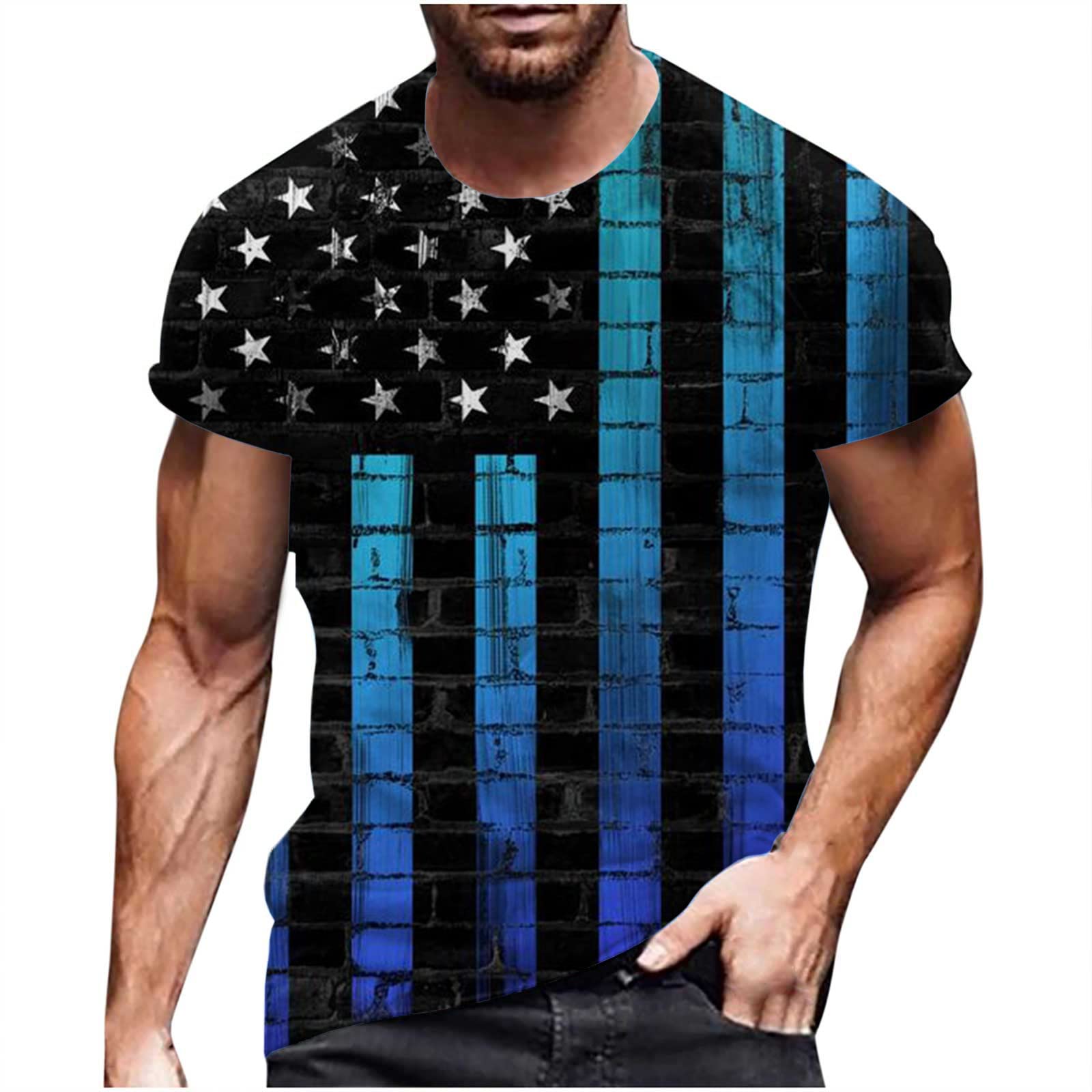 2024 Men's American Flag Graphic T-Shirt - Patriotic 4th of July Short Sleeve Tee for Summer | Casual Wear, Independence Day Celebration, BBQ Outfit