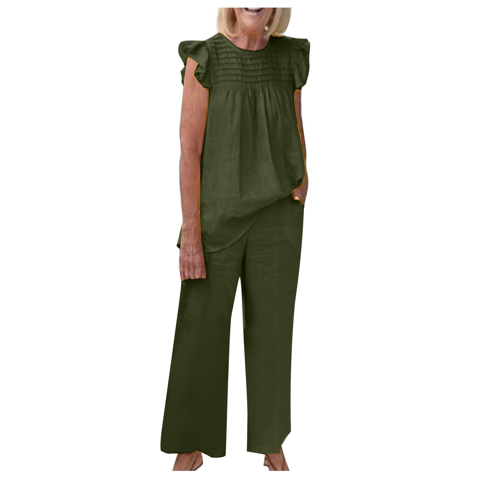 Oelaio Women's 2-Piece Lounge Set - Soft Cotton Casual Pajama Suits & Matching Pants for Fall - Plus Size Comfort Wear for Home, Sleep & Relaxation