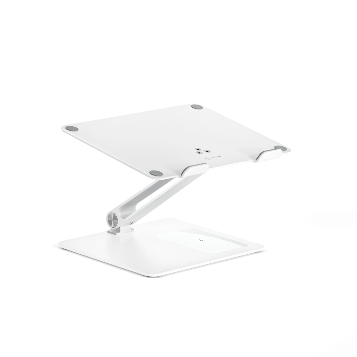 Premium Aluminum Laptop Stand with Qi Wireless Charger - Adjustable Ergonomic Computer Riser for MacBook, iPad & Office Workspace Setup