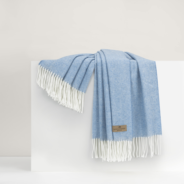 Italian Herringbone Fringe Denim Throw Blanket - Soft Cozy Decorative Couch Cover for Living Room, Bed, Sofa - Perfect for Home Decor, Gift & Winter Warmth