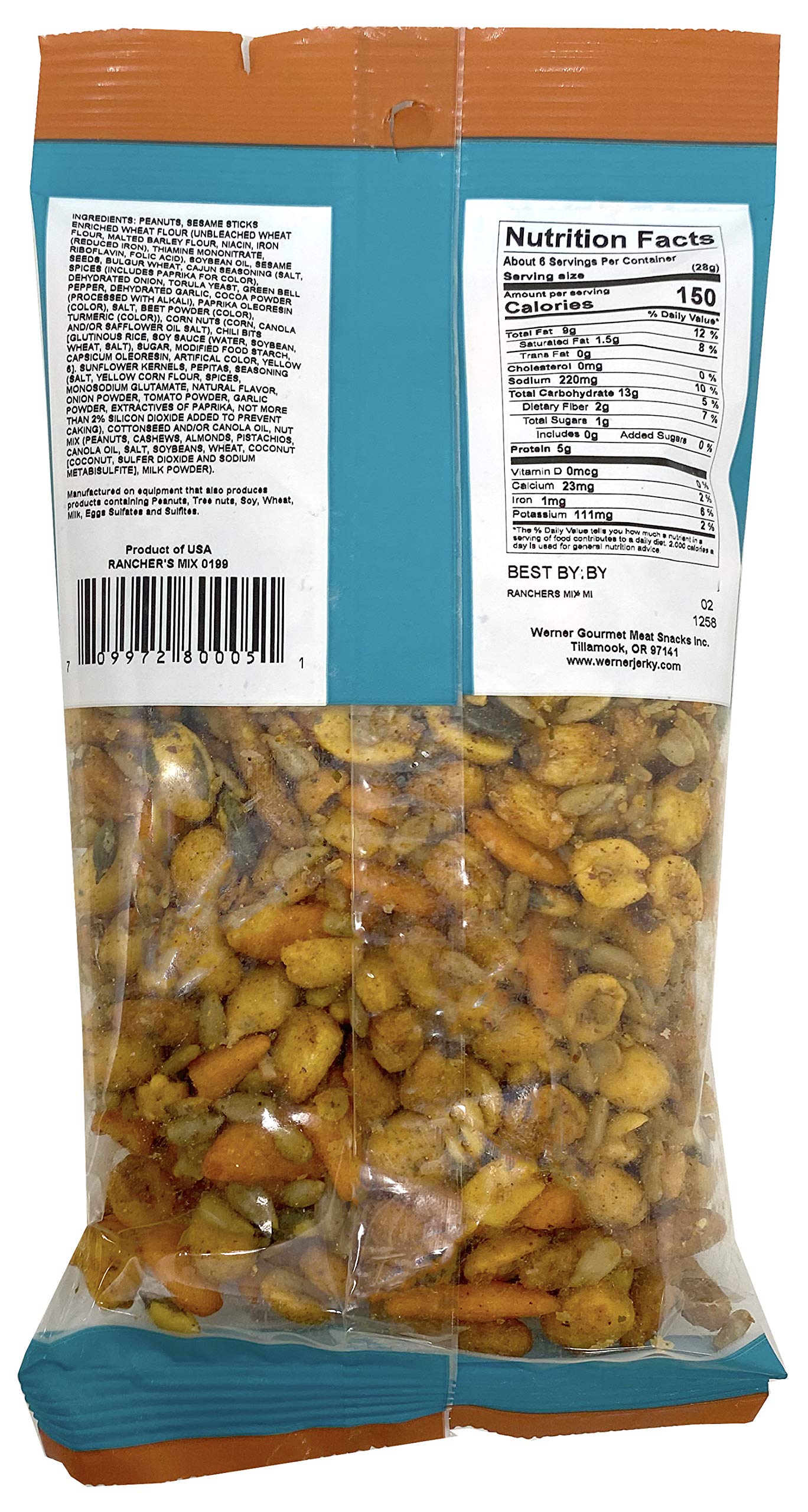 Werner Snacks Rancher’s Mix – Spicy Habas Snack Mix, Value Size 5.5oz (Pack of 6) | Bold Flavors for Parties, Road Trips & Office Snacking | Crunchy & Delicious Trail Mix