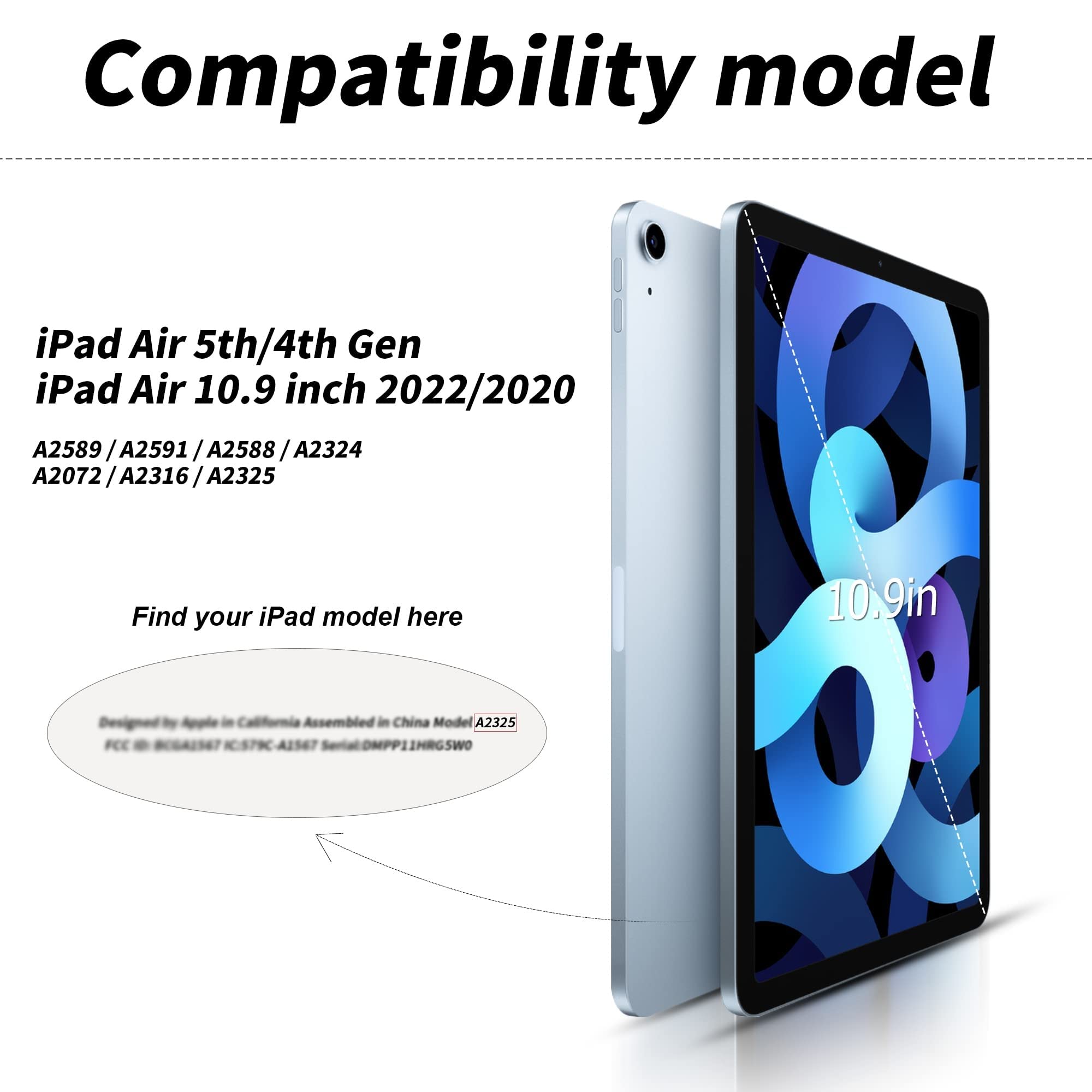 Premium Slim Trifold Stand Case for iPad Air 5th/4th Gen 10.9 Inch (2022/2020 Models) - Auto Wake/Sleep, 2nd Gen Pencil Charging, Soft TPU Back Cover - Perfect for Work, Study & Travel - Black