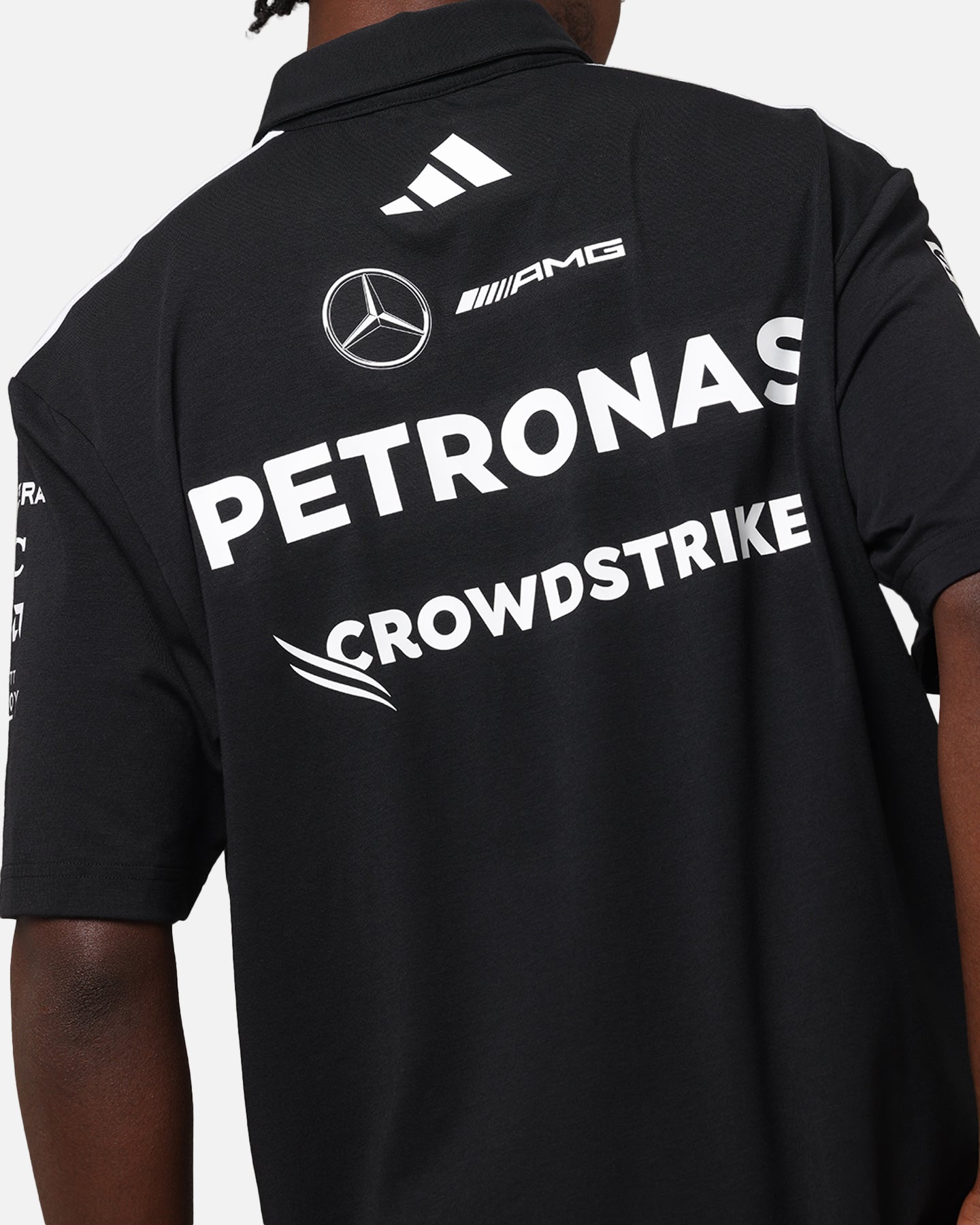 Adidas x Mercedes AMG PETRONAS F1 2025 Team Polo Shirt - Black & White - Official Formula One Racing Apparel for Fans & Enthusiasts - Perfect for Race Day & Casual Wear