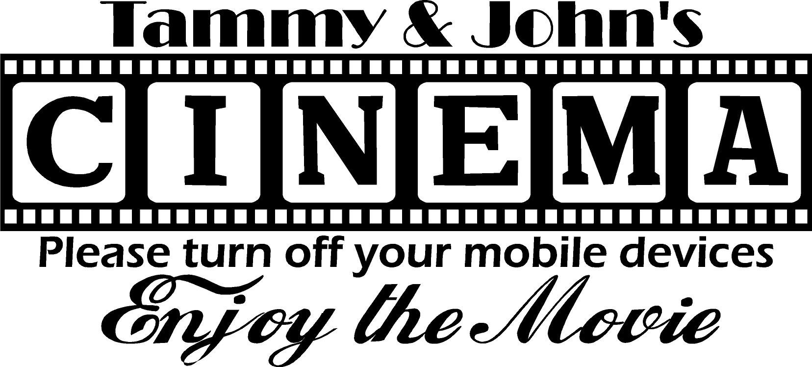 Small Black Cinema Vinyl Wall Decal - Movie Theater Home Decor for Living Room & Bedroom