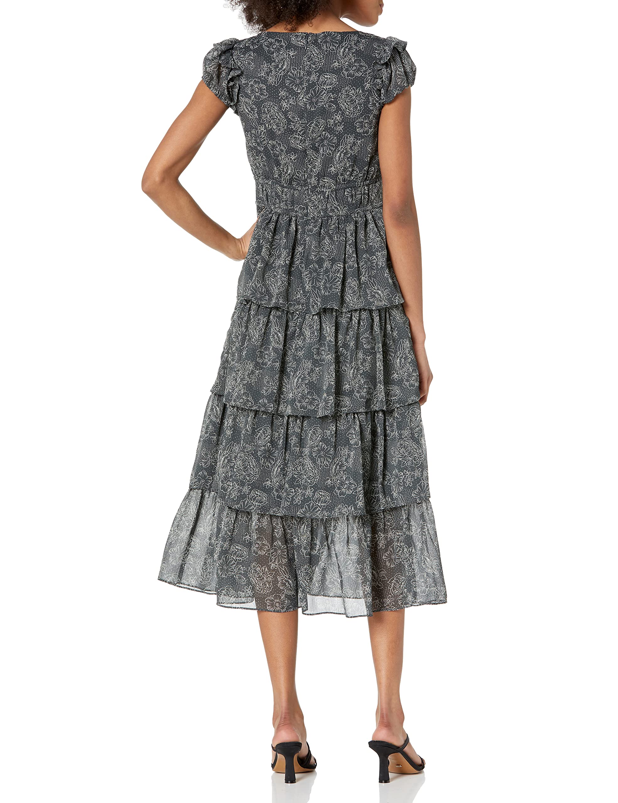 LIKELY Women's Moss Green Flowy Midi Dress - Elegant Casual Summer Dress for Outdoor Picnics, Brunch & Beach Vacations