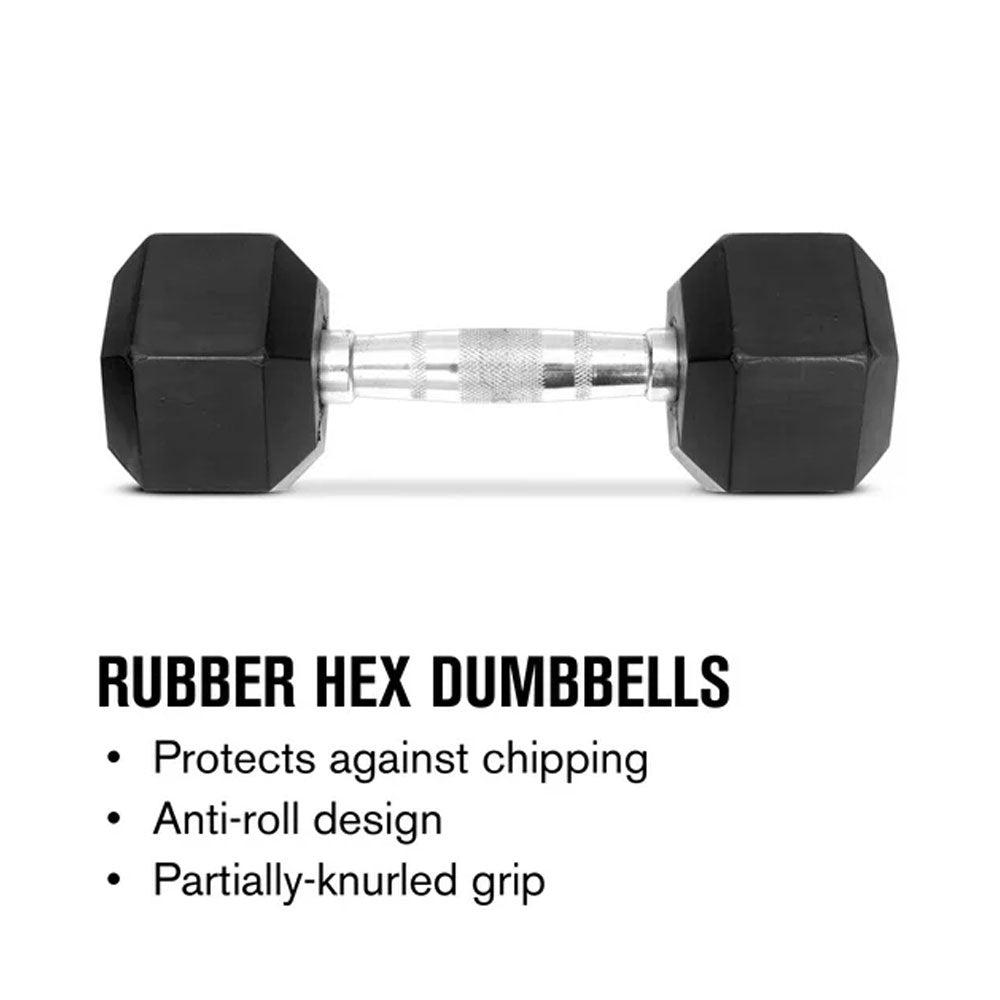 Weider 40lb Rubber Hex Dumbbell - Single Weight for Home Gym, Strength Training & CrossFit Workouts