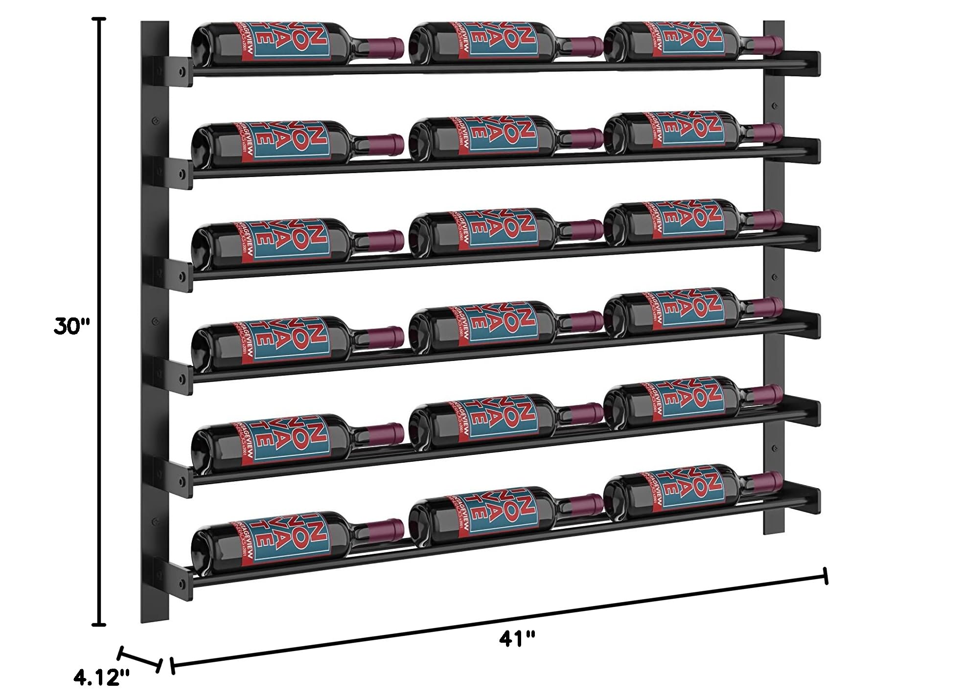 VintageView Evolution 30 3C Modern Label Forward Wine Rack - Holds 18 Bottles, Matte Black Finish - Perfect for Home Bars, Dining Rooms & Wine Cellars