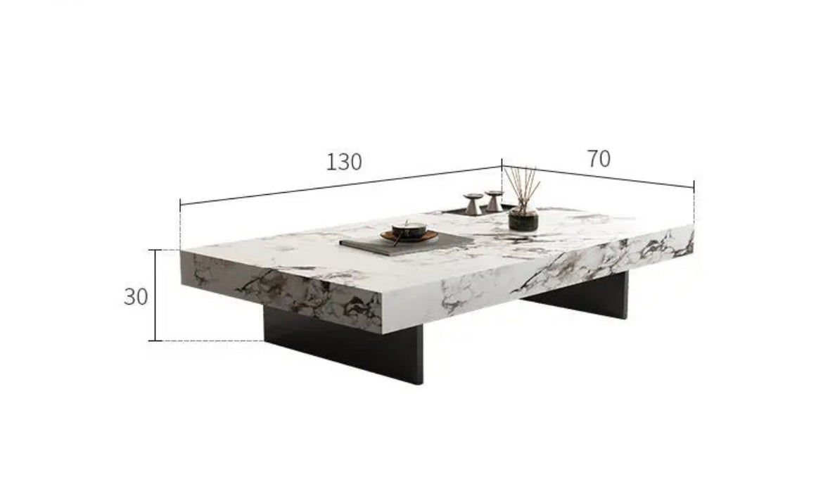 Modern Marble Rectangular Coffee Table - Elegant Stone Living Room Furniture for Home & Office Decor | Perfect for Living Spaces, Lounges & Reception Areas