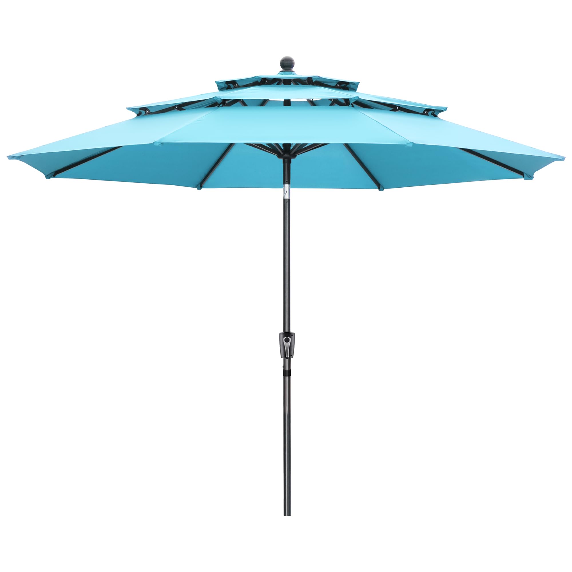 PUPZO 10ft 3-Tier Outdoor Patio Umbrella with Tilt Adjustment & 8 Sturdy Ribs - Perfect for Garden, Backyard, Poolside, Beach, and Outdoor Dining Areas