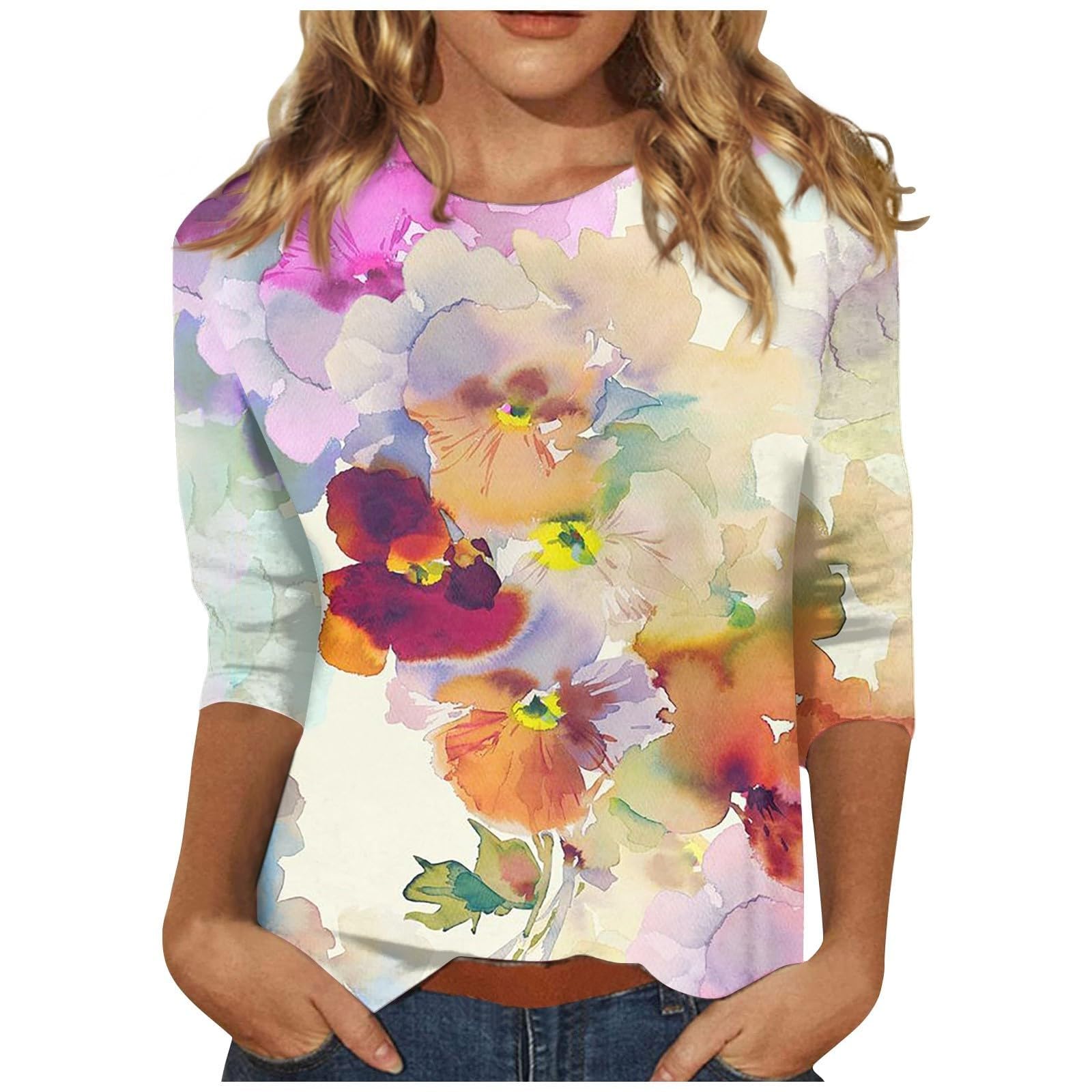 Plus Size 3/4 Sleeve Women's Tops - Summer Work Blouses & Casual T-Shirts | Dressy & Sexy Fashion 2024 | Perfect for Office, Date Night & Weekend Outfits