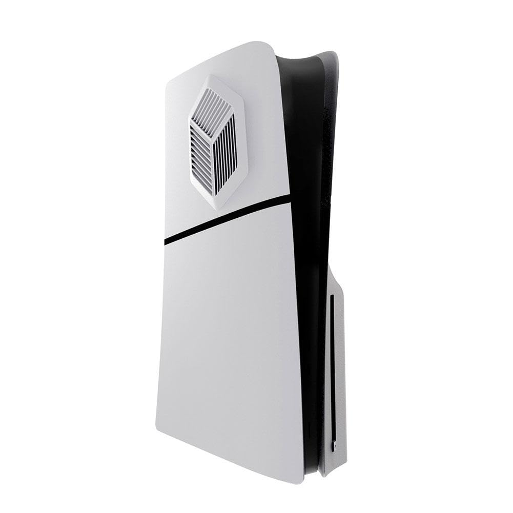 PS5 Slim Console Faceplate Cover - White ABS Replacement Side Shell with Cooling Vents & Dustproof Design for PS5 Slim Disc Edition - Perfect for Gaming Protection & Enhanced Cooling Performance