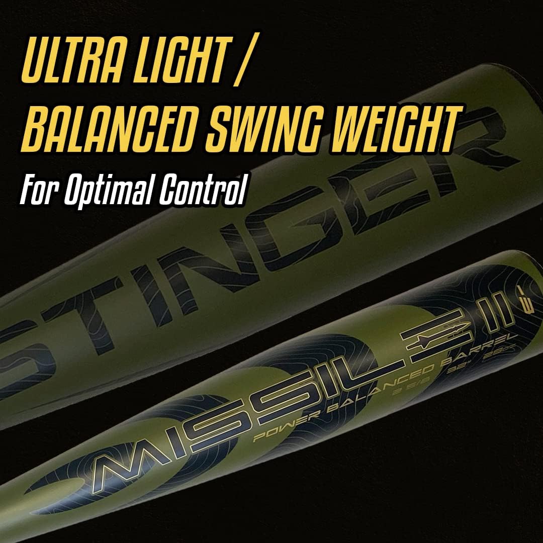 2022 MISSILE 2 Aluminum BBCOR Certified Baseball Bat - Green/Black | High Performance Youth & Adult Baseball Equipment for Games & Practice