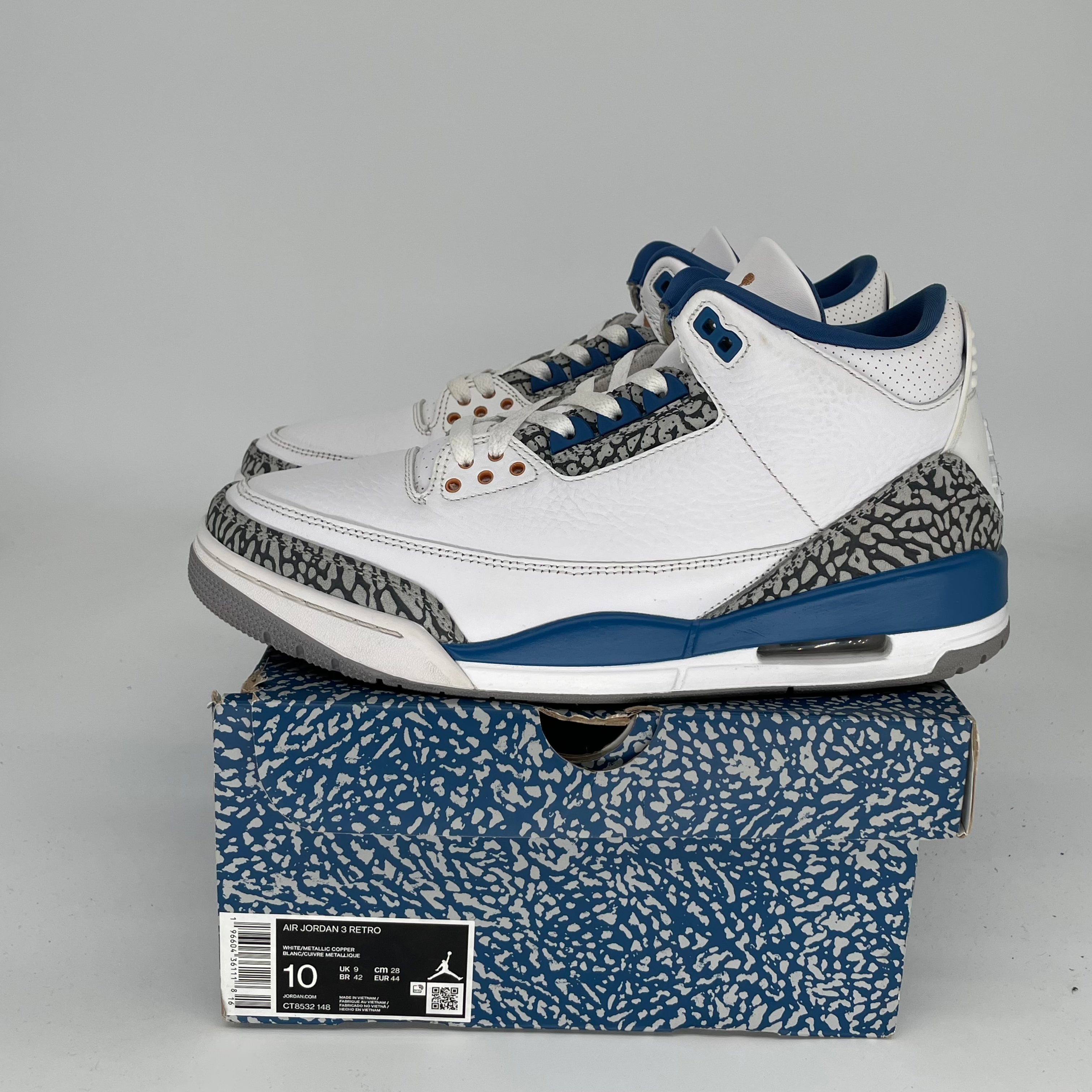 AIR JORDAN 3 WIZARDS Basketball Shoes Men's Size 10 Retro Sneakers CT8532-148 - Perfect for Streetwear, Casual Outfits & Basketball Games