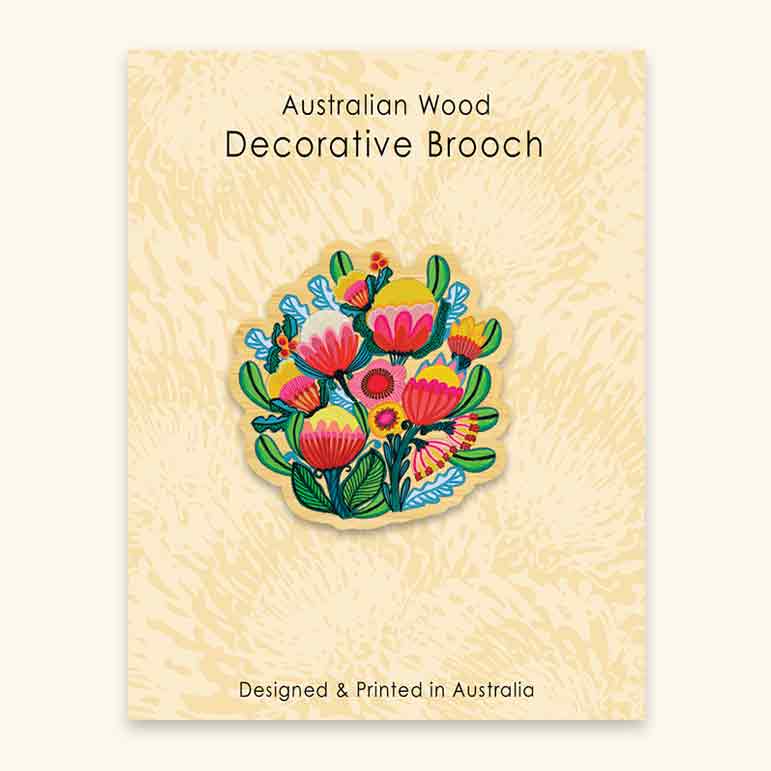 Handmade Wooden Brooch - Floral Bush Bouquet Pin for Women | Perfect for Jackets, Scarves, Hats & Gift Giving