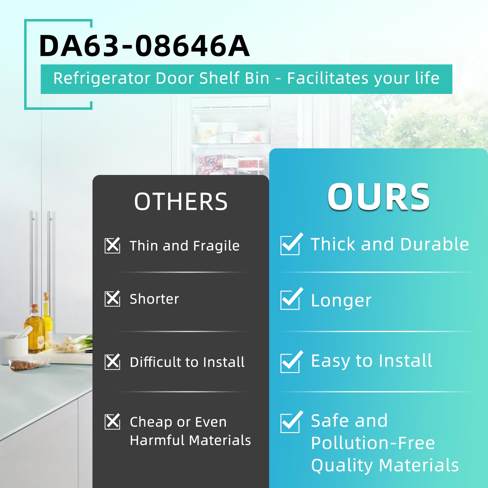 Samsung Refrigerator Door Shelf Replacement (Large) - Compatible with RT21M6213SG RT21M6213SR RT21M6213WW RT21M6215SG RT21M6215SR Models - Durable Fridge Organizer for Kitchen Storage - by MIFLUS