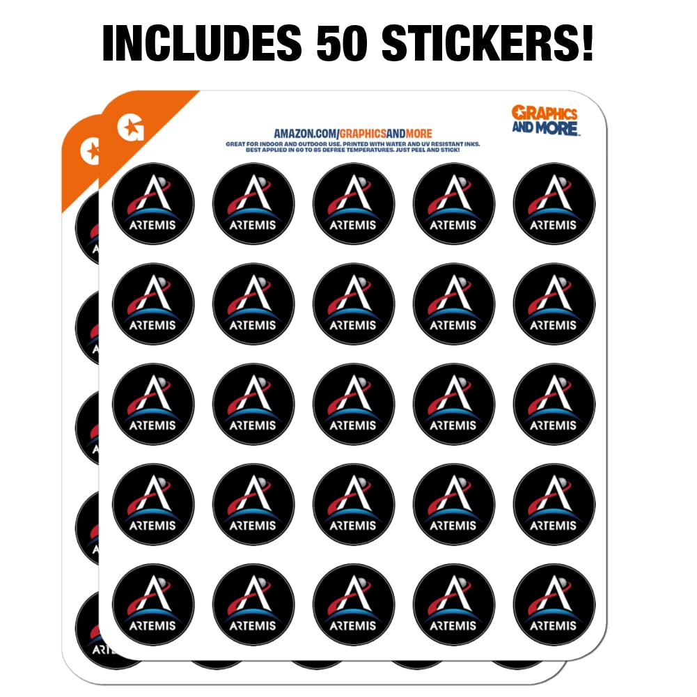 NASA Artemis Moon Logo 1 Inch Planner Stickers - Clear Scrapbooking Decals for Bullet Journals, Calendars, DIY Crafts & Stationery Projects - Perfect for Space Theme Planning and Creative Scrapbook Designs