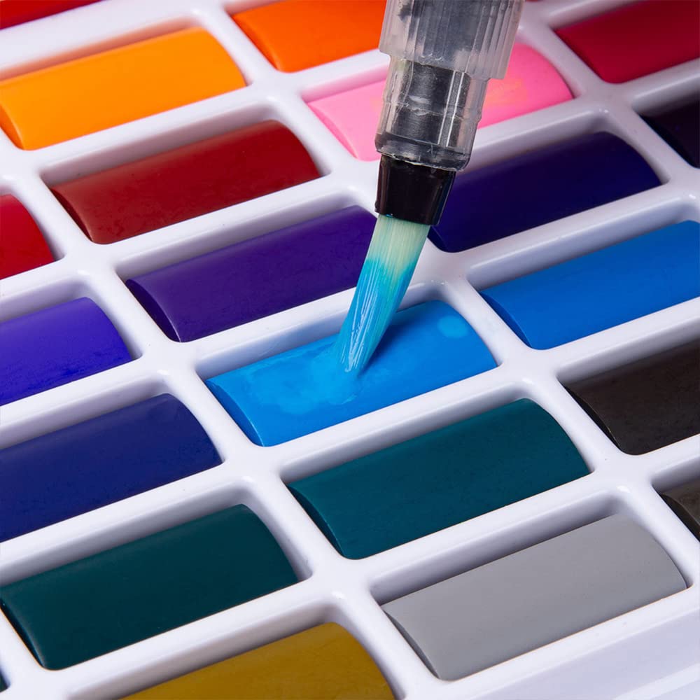 18-Color Professional Artist Grade Solid Pigment Watercolor Paint Set with Brush - Premium Watercolor Kit for Kids, Adults & Artists | Portable Travel Painting Supplies for Sketching, Classroom Projects, DIY Crafts & Home Decor | Ideal for Beginners, Students & Professionals | Perfect for Outdoor Painting, Art Classes & Creative Gift Giving