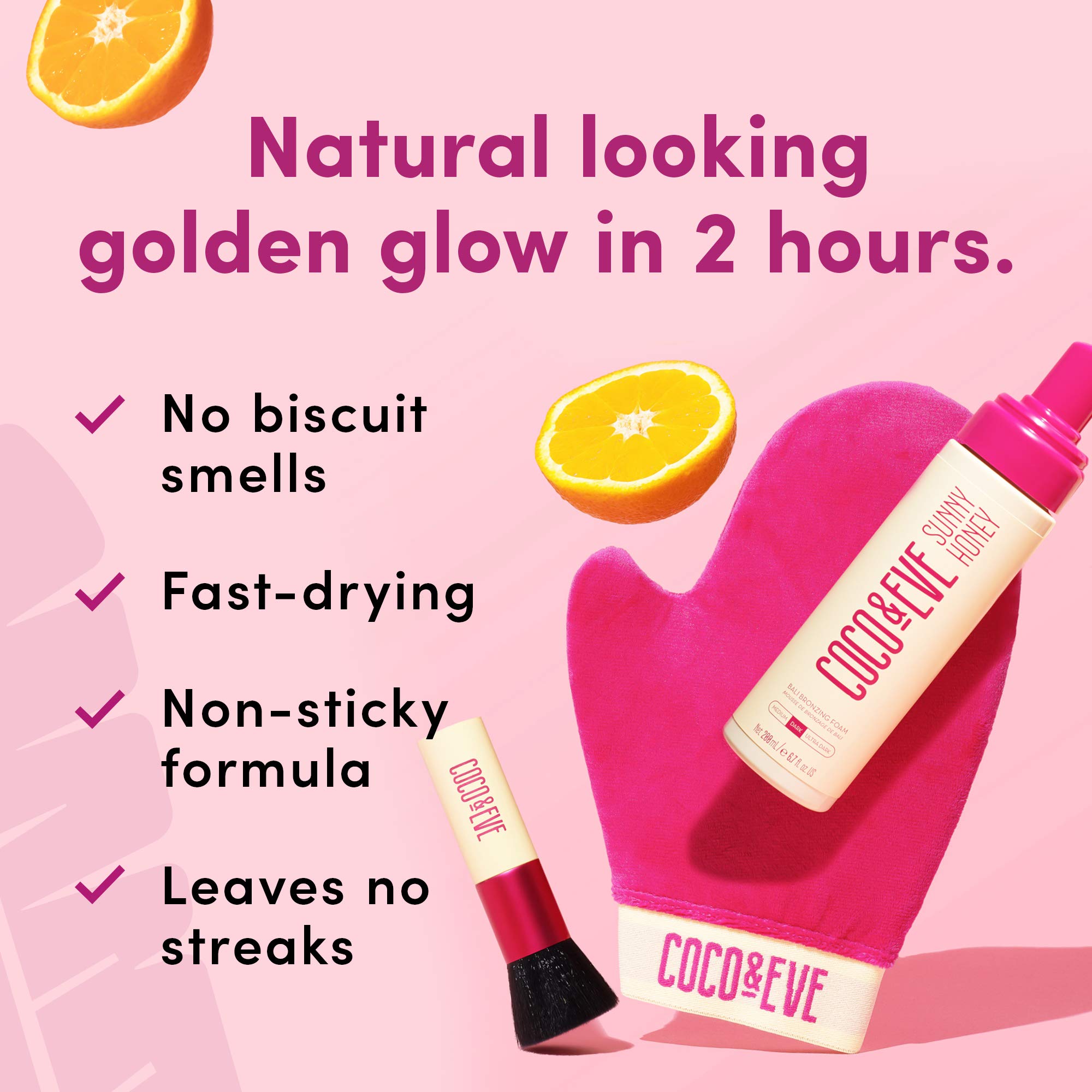Coco & Eve Self Tanner Mousse Kit - Natural Sunless Tanning Lotion with Bronzer Mitt (Dark) | Instant Glow for Face & Body | Perfect for Vacations, Weddings & Everyday Radiance