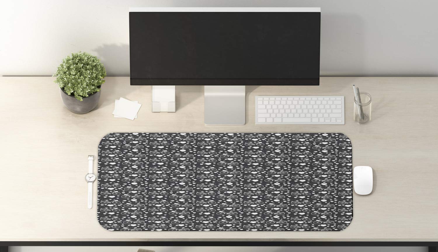 Ambesonne Hearts Computer Mouse Pad - Valentine's Day Themed Non-Slip Rubber Gaming Mousepad (31