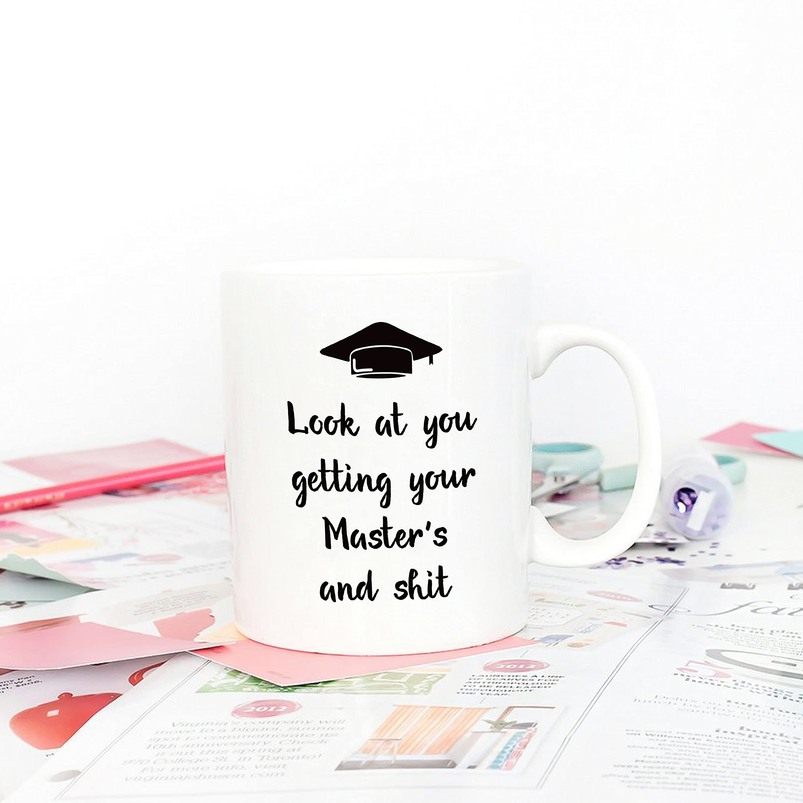 5Aup Funny Masters Graduation Coffee Mug - 11 Oz Look at You Getting Your Master's Cup - Unique Graduation Gift for Master's Degree Students - Perfect for Christmas, Birthday & Holiday Presents - Great for Office, Home & Study Room Decor