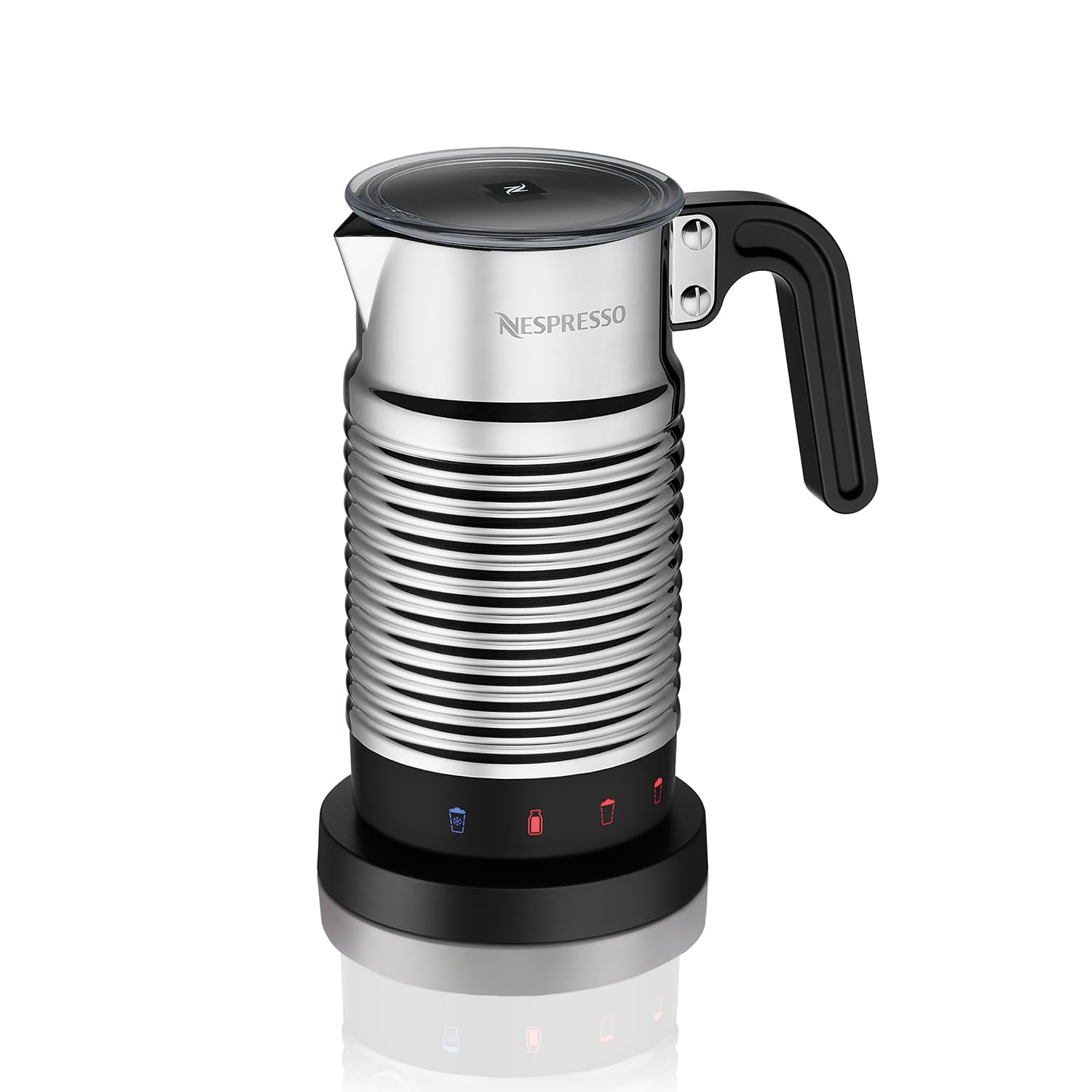 Nespresso Aeroccino 4 Electric Milk Frother - Dishwasher Safe, 4 Preparation Styles, Silver & Black - Perfect for Lattes, Cappuccinos & Hot Chocolate at Home or Office